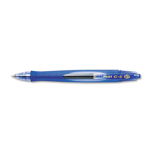Pilot Automotive PIL31402 G6 Retractable Gel Ink Pen  Refillable  Blue Ink  .7mm