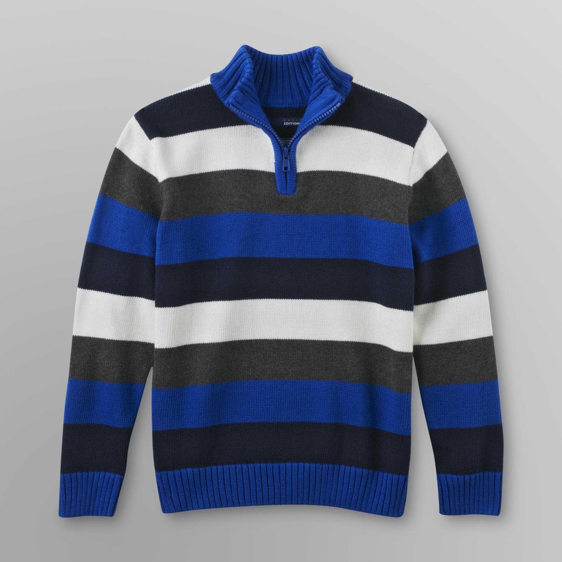 Basic Editions Boy's Mock Neck Sweater - Striped