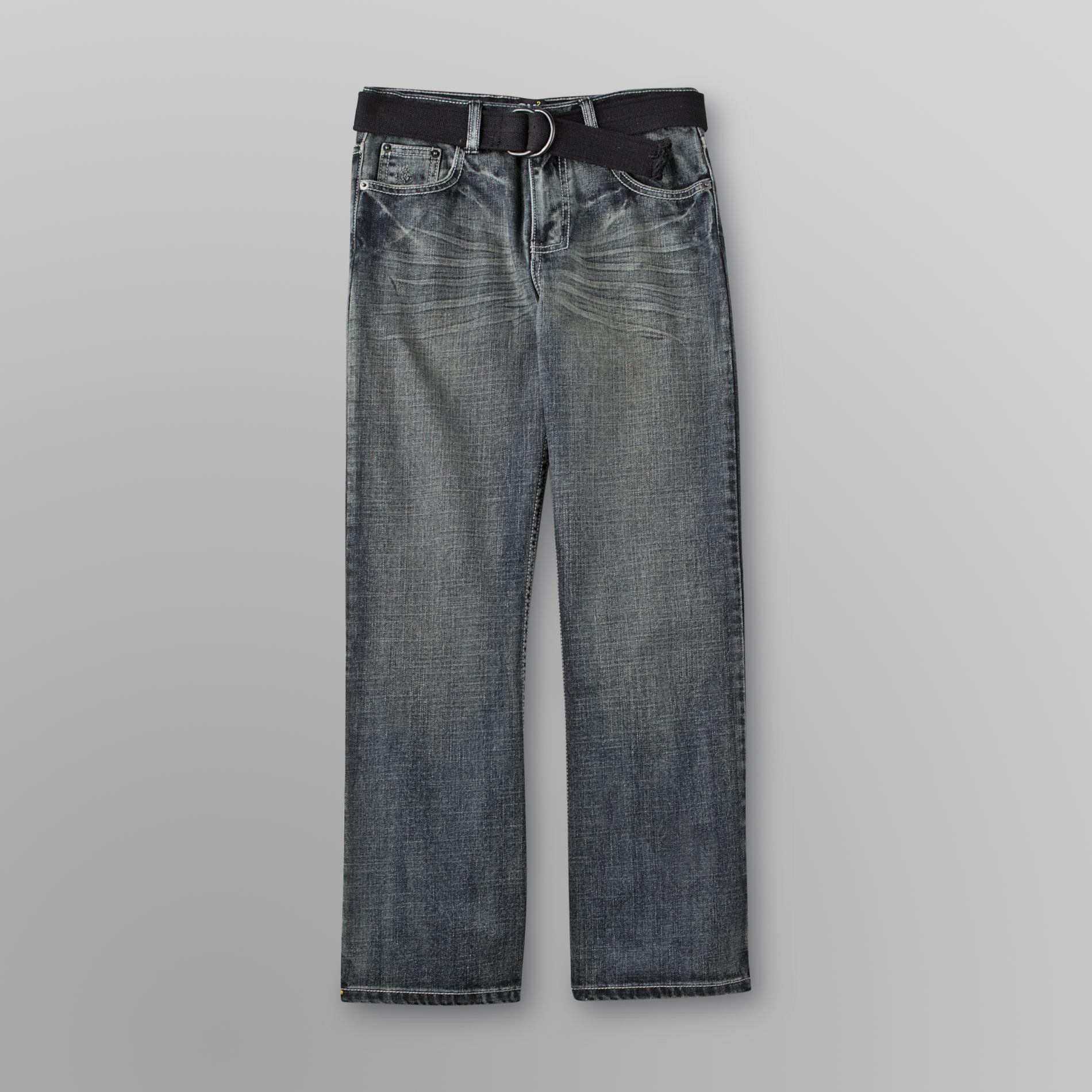 SK2 Boy's Belted Bootcut Jeans