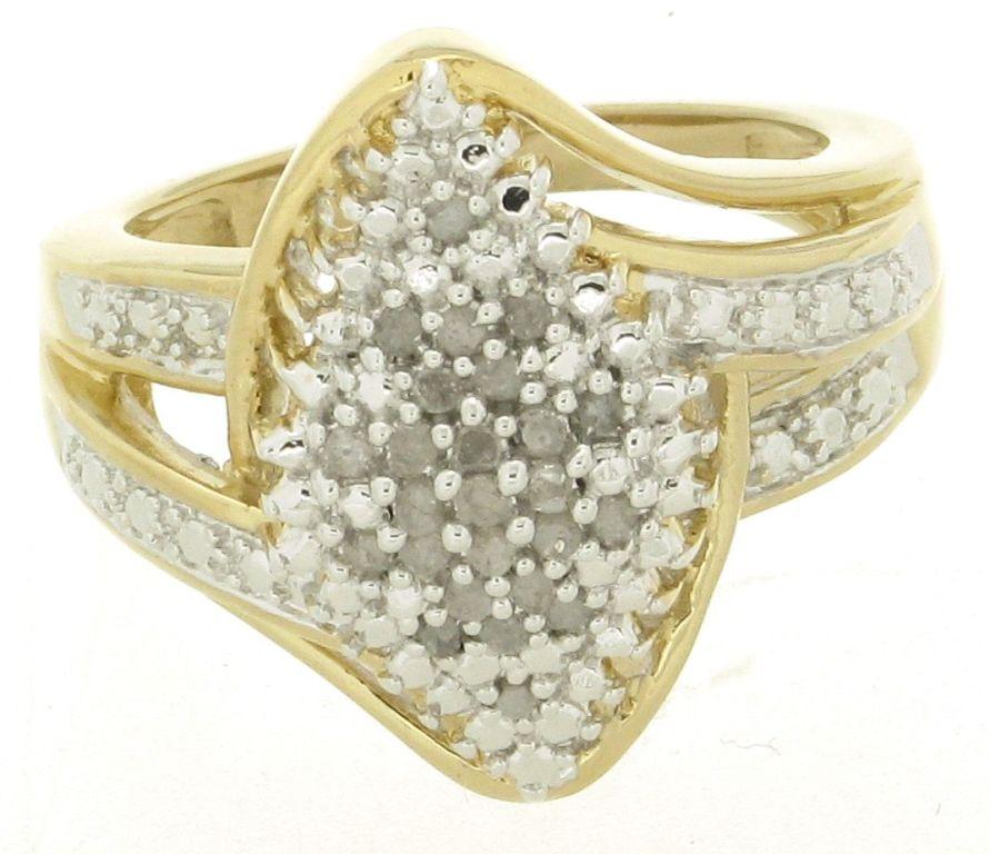 1/4 Cttw. Round Cut Gold Over Brass Diamond Cluster Ring