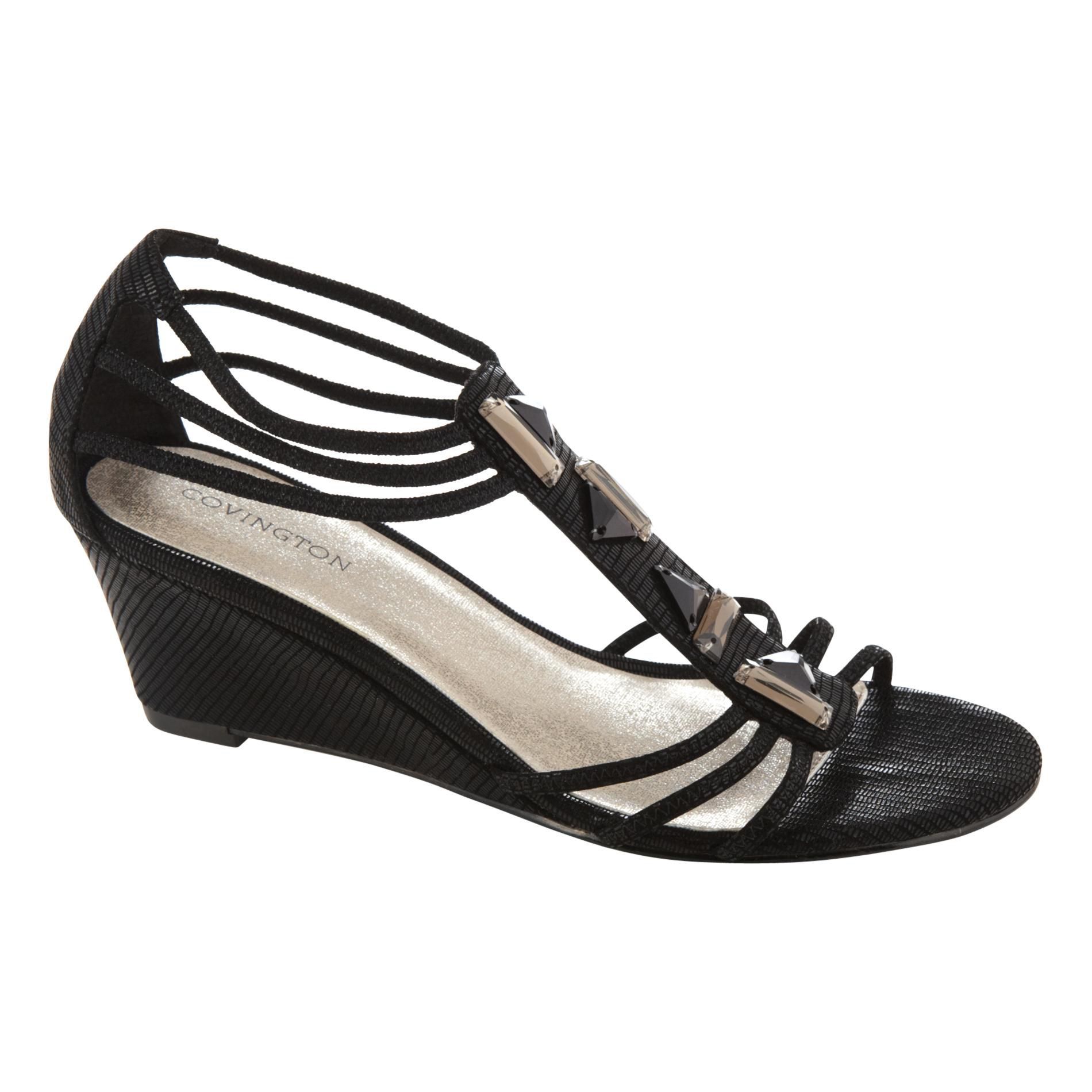 Covington Women's Wedge Sandal - Daisy - Black