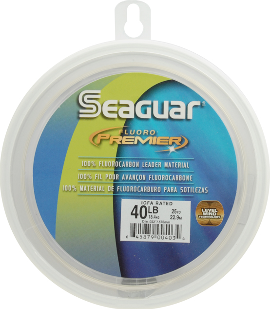 Seaguar Fluoro Premier 100% Fluorocarbon Leader 25 yds 40 lb Seaguar Fluoro Premier 100% Fluorocarbon Leader 25 yds 40 lb