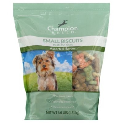 Champion Breed Treats for Dogs, Small Biscuits, Assorted Flavors, 4 lb