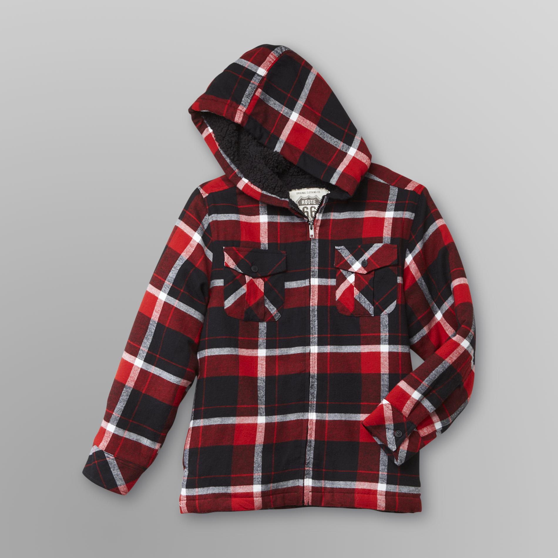 Route 66 Boy's Hooded Flannel Jacket - Plaid