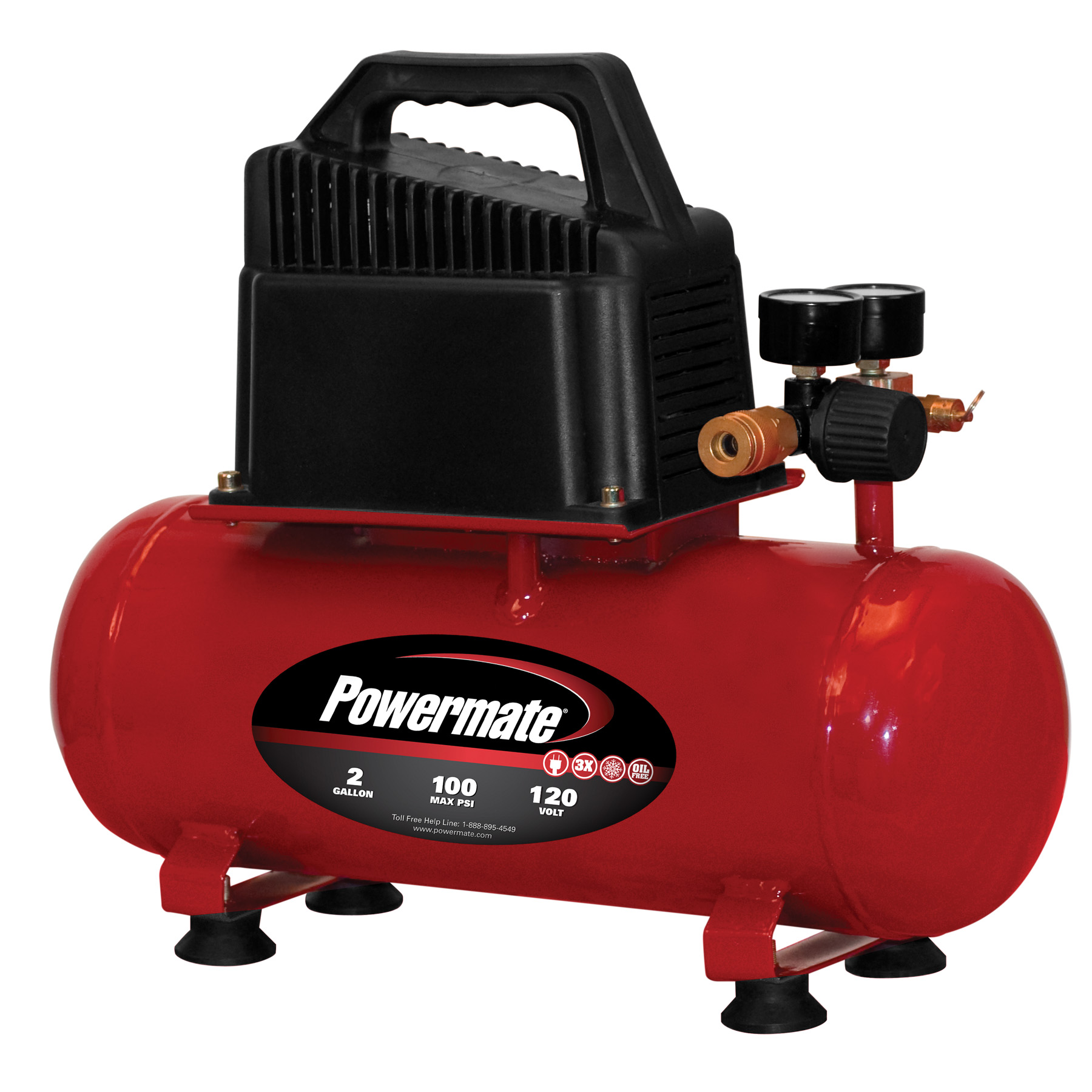 Powermate 2 Gallon Portable Electric Compressor with Extra Value Kit