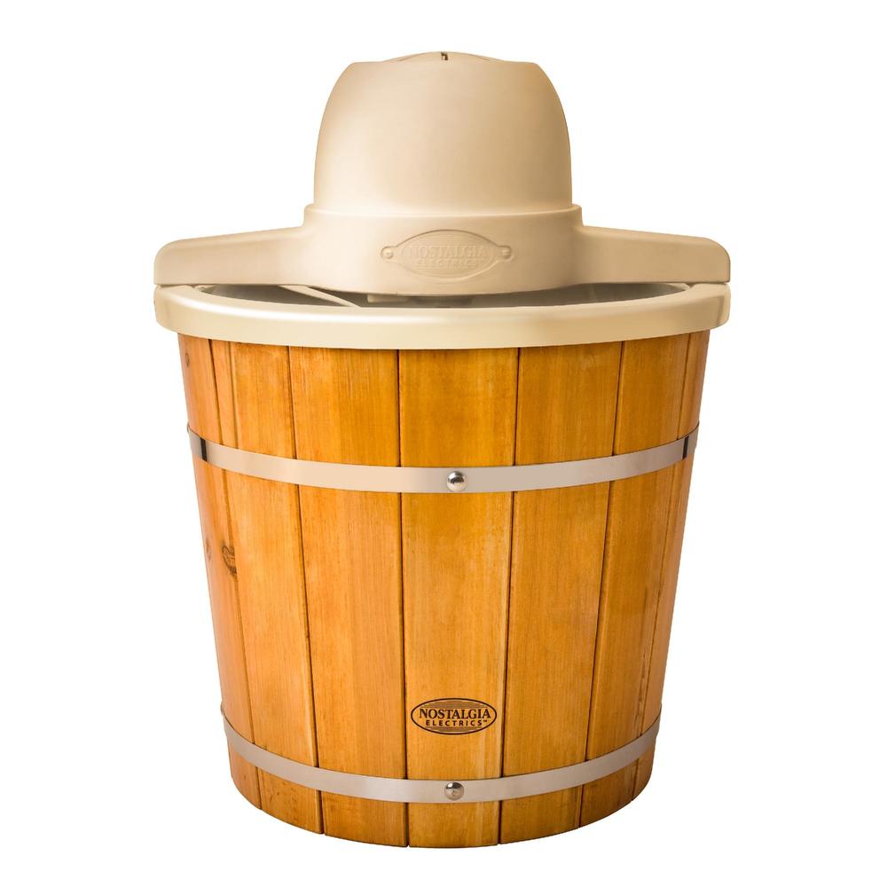Nostalgia Electrics ICMP400WD 4Quart Plastic Bucket with Wood Slats