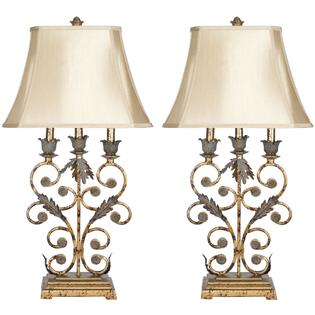 Safavieh Gold Wrought Iron Table Lamps, Table Lamps Wrought Iron Base