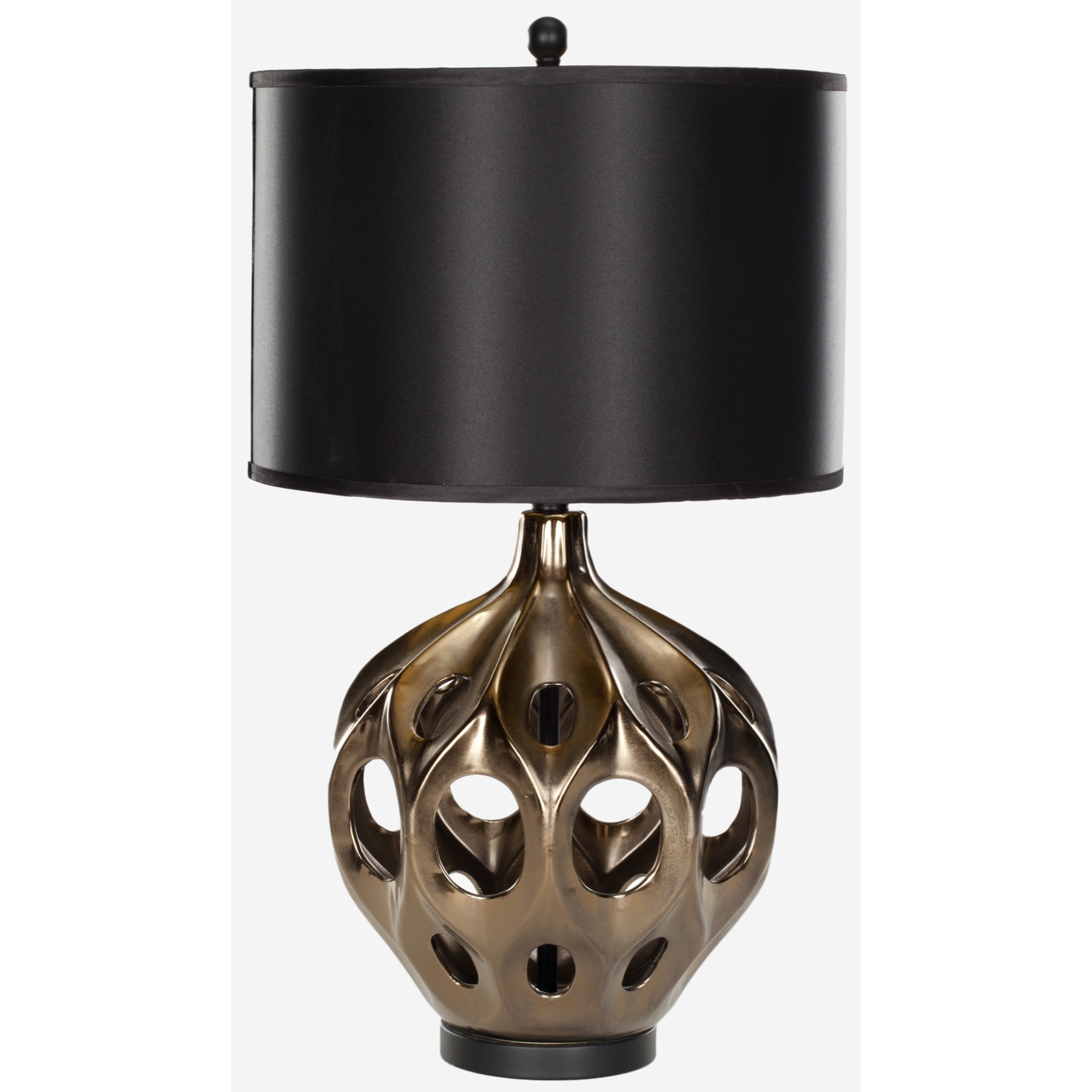 Safavieh Cermaic Table Lamp Copper Hole with Black Satin Shade