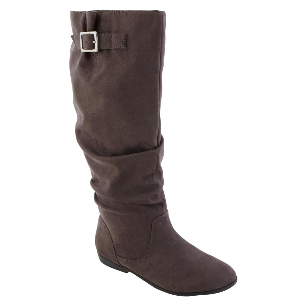 Trend Report Women's Marisa Knee-High Gray Faux-Suede Slouch Boots