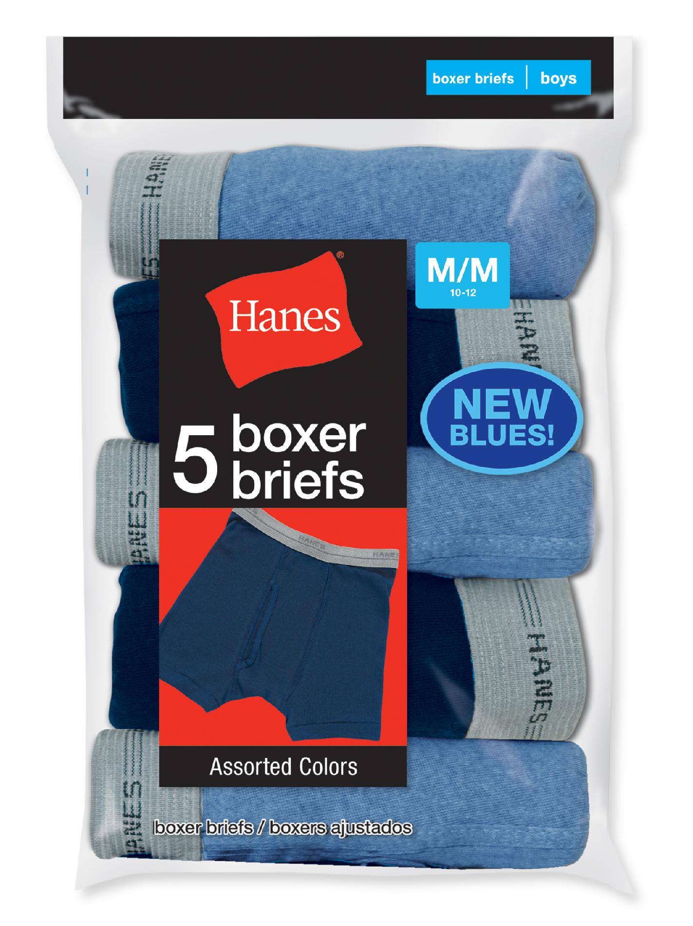 Hanes Boy&#39;s 5 Pack Blues Boxer Briefs Colors May Vary