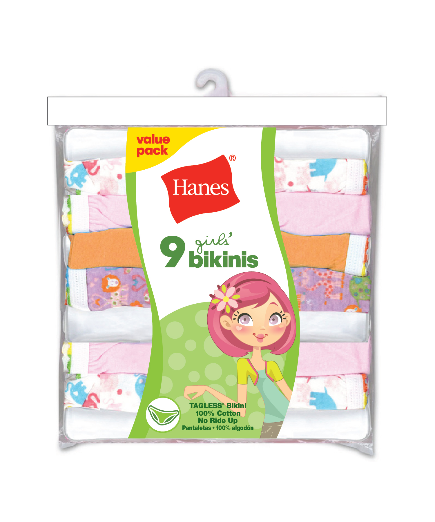 Hanes Girl's Her Way Bikinis - Assorted Colors 9-Pack, Size: 16, Multi-color Hanes Girl's Her Way Bikinis - Assorted Colors 9-Pack, Size: 16, Multi-color