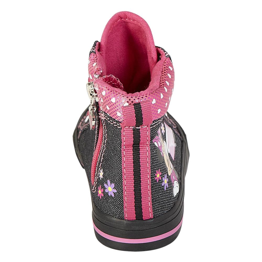 Disney Toddler Girl Hi-Top Sneaker Boot Minnie - Black
