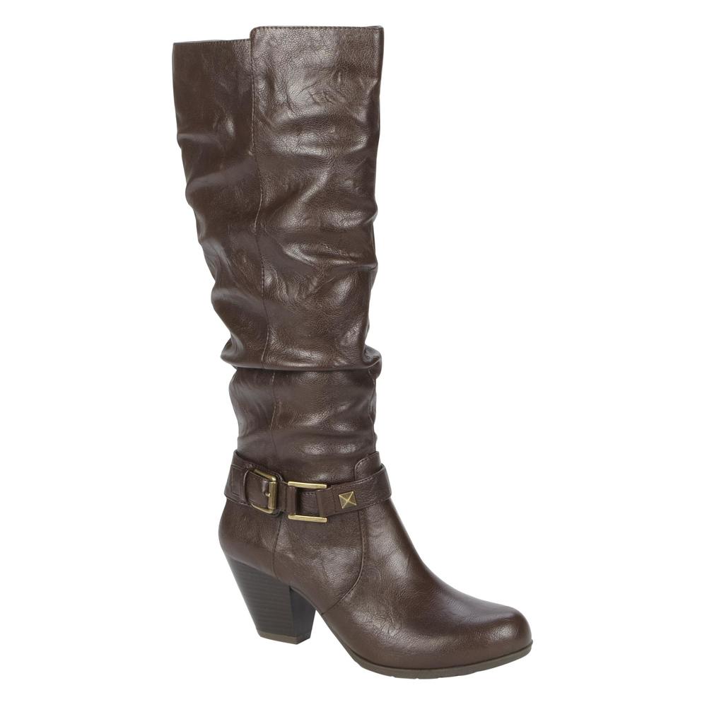 Bongo Women's Jorie Mid-Calf Brown Faux-Leather Fashion Boot