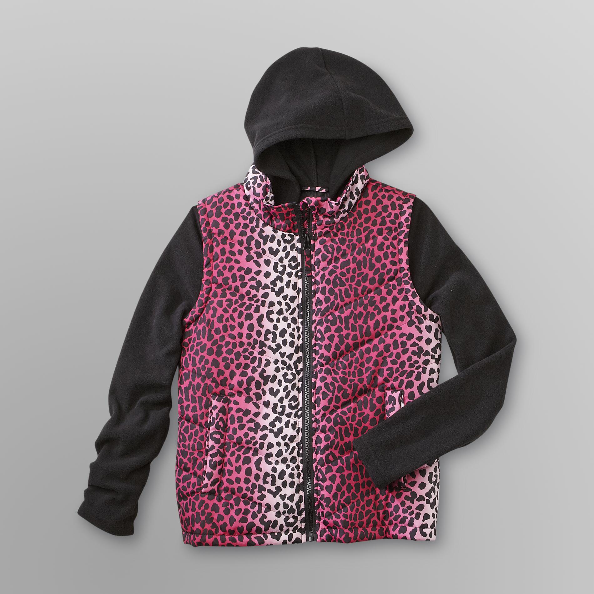 Athletech Girl's Hooded Jacket - Leopard Print