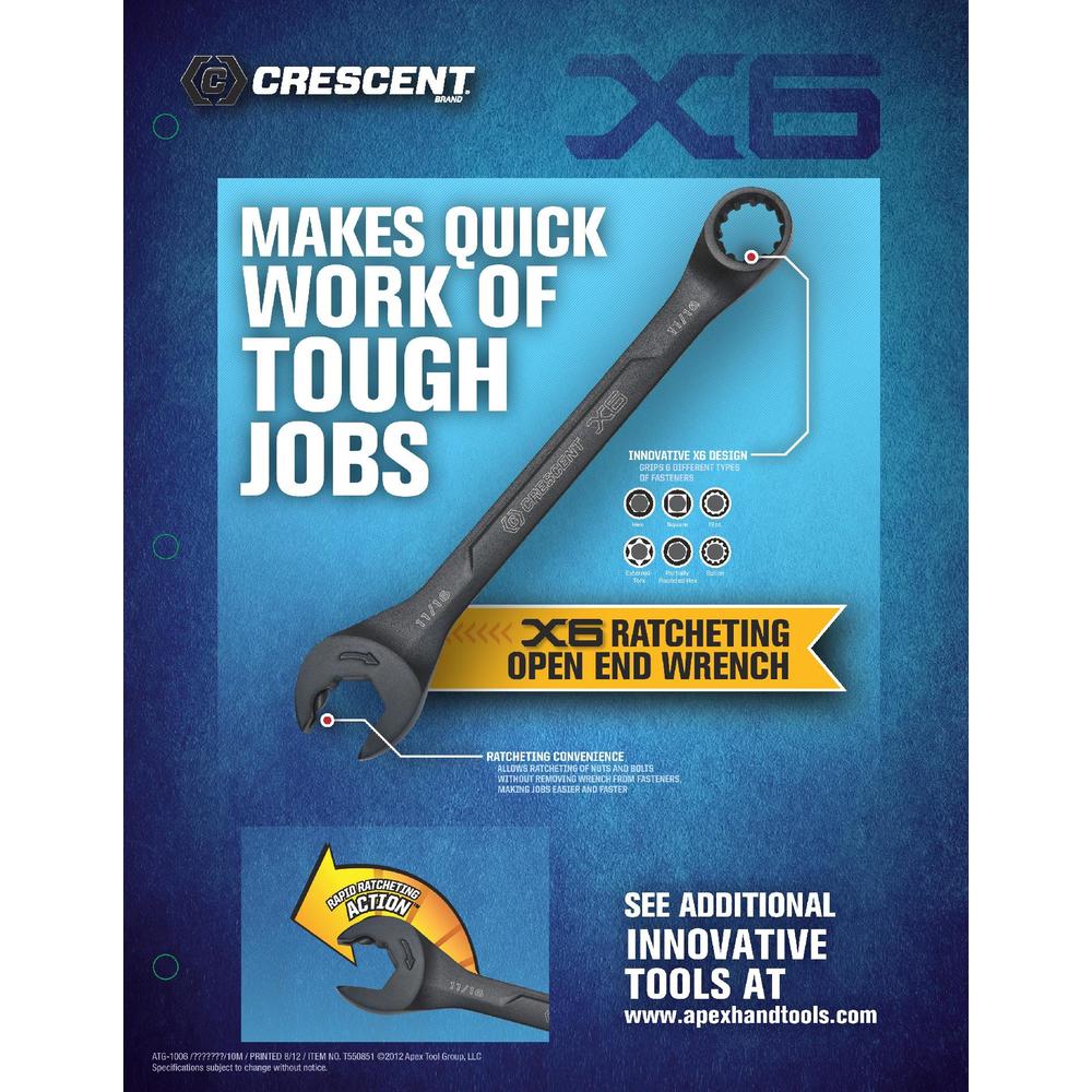 Crescent 7 Pc Combination Wrench Set with Ratcheting Open-End and Static Box-End, MM