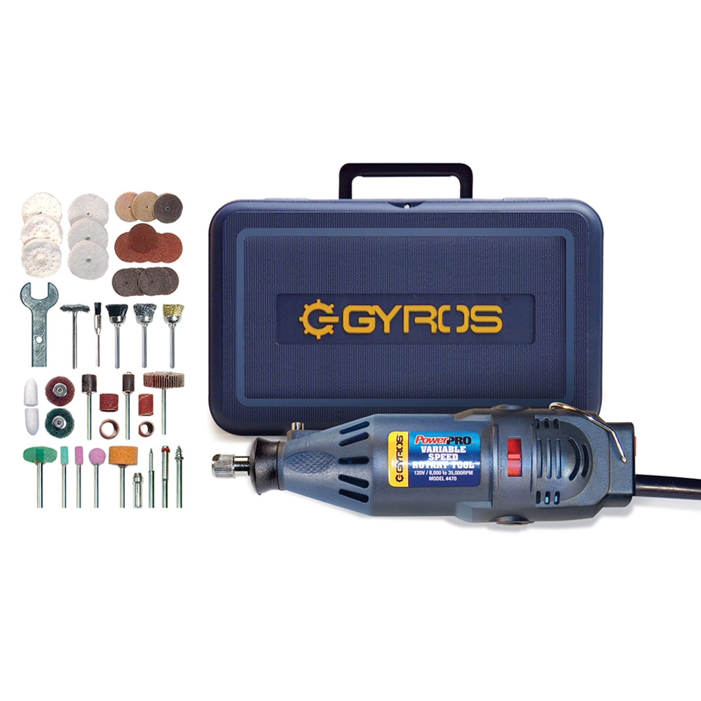 Gyros 40-02470 PowerPro Variable Speed Rotary Tool Kit - 50 Accessories Included