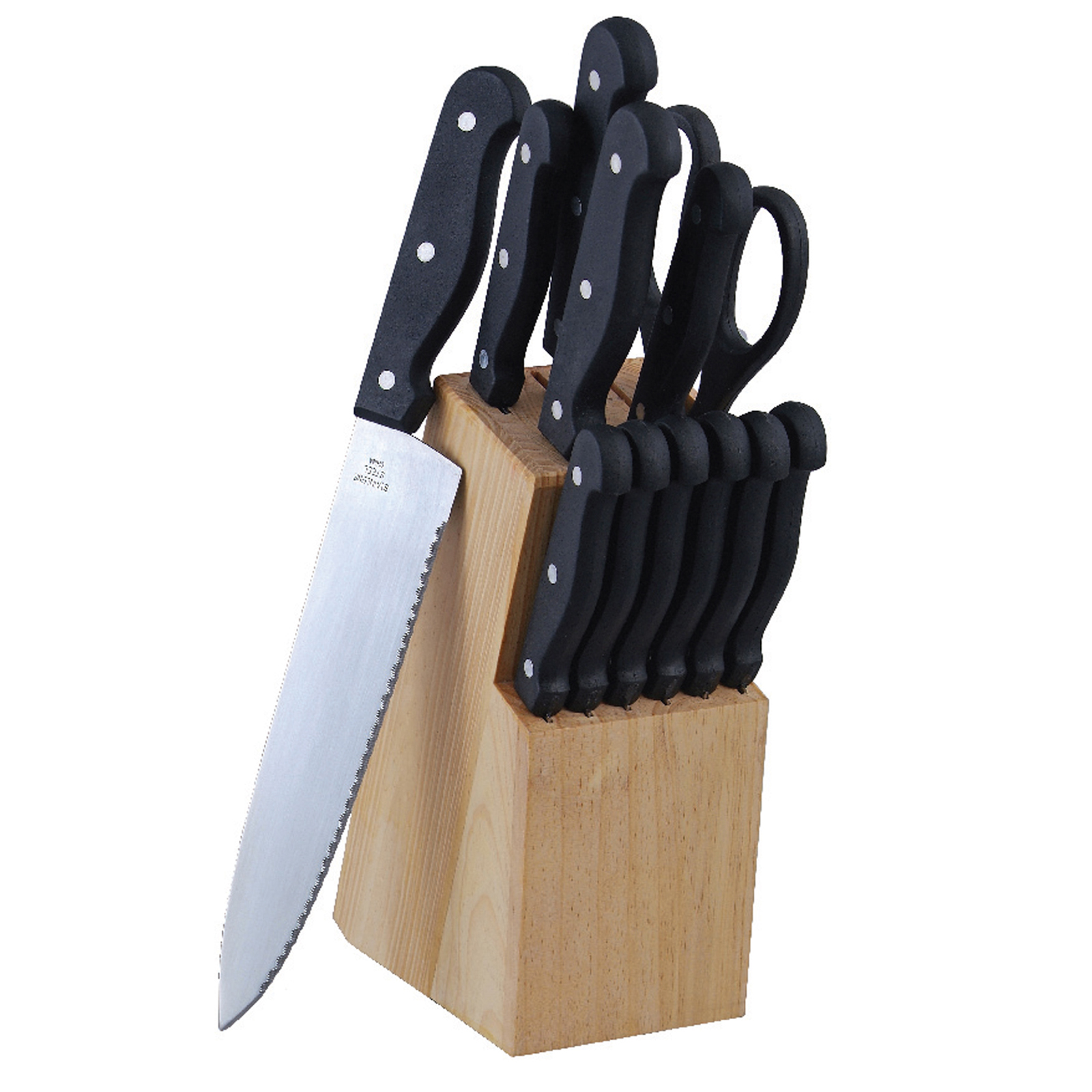 Sunbeam 13 pc Cutlery Set (SS, 1.2/1.0mm , PP handle, 1/2 Tang w/Rivets), Black Sunbeam 13 pc Cutlery Set (SS, 1.2/1.0mm , PP handle, 1/2 Tang w/Rivets), Black
