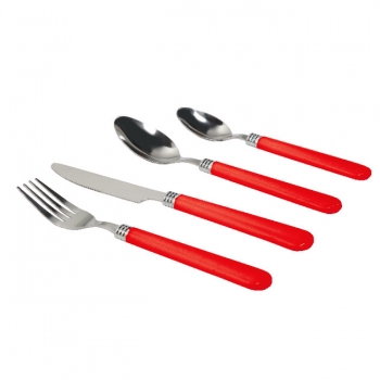 Gibson 16 pc Plastic Handle Flatware, Red (1.2mm Tumble Finish)