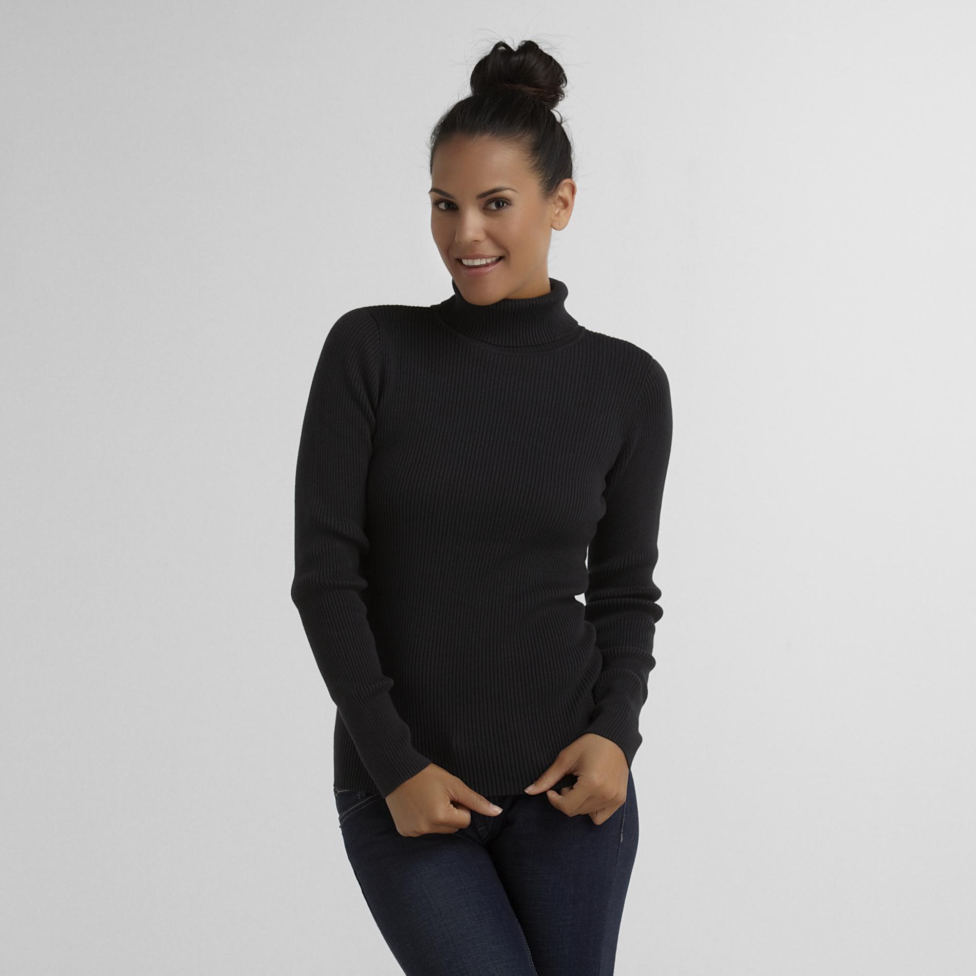 Basic Editions Women's Ribbed Knit Turtleneck