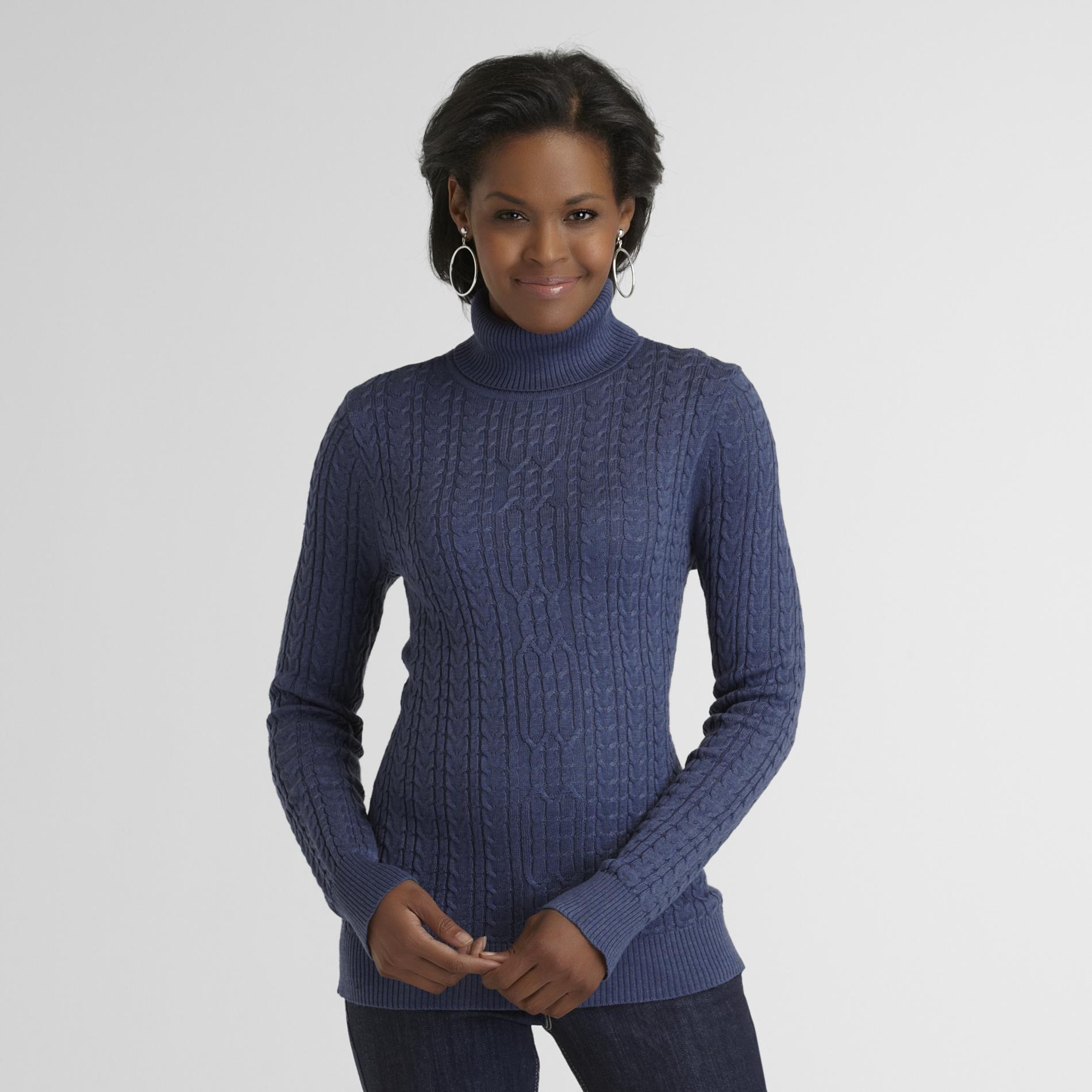 Laura Scott Women's Turtleneck Sweater - Cable Knit