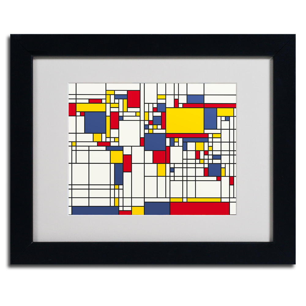 Trademark Global Michael Tompsett 'Mondrian World Map' Matted Framed Art
