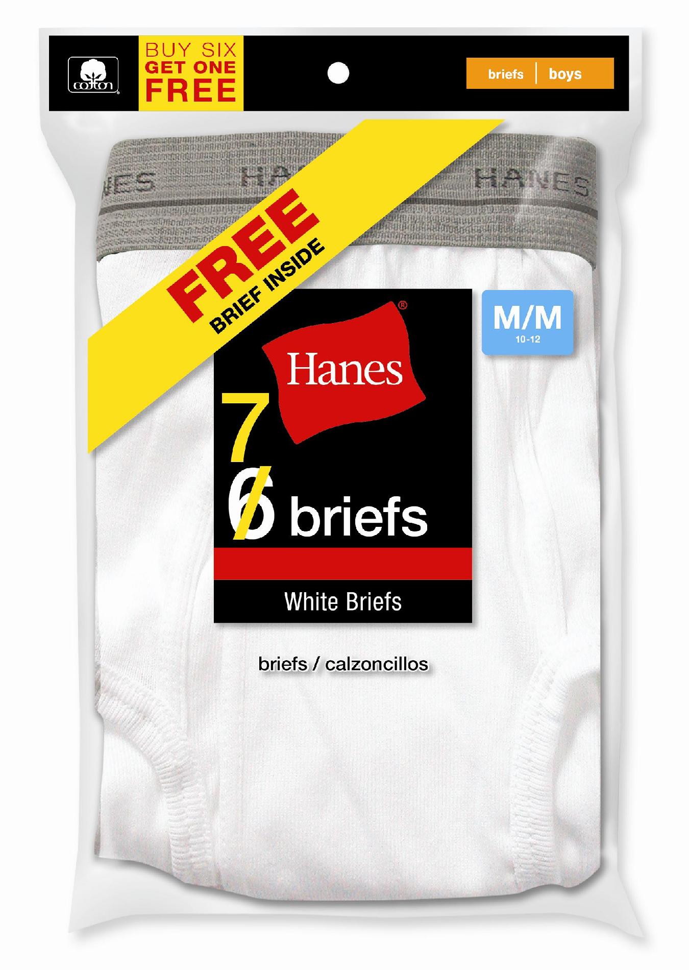 Hanes Boys White Cotton Briefs - 6 + 1 Pack