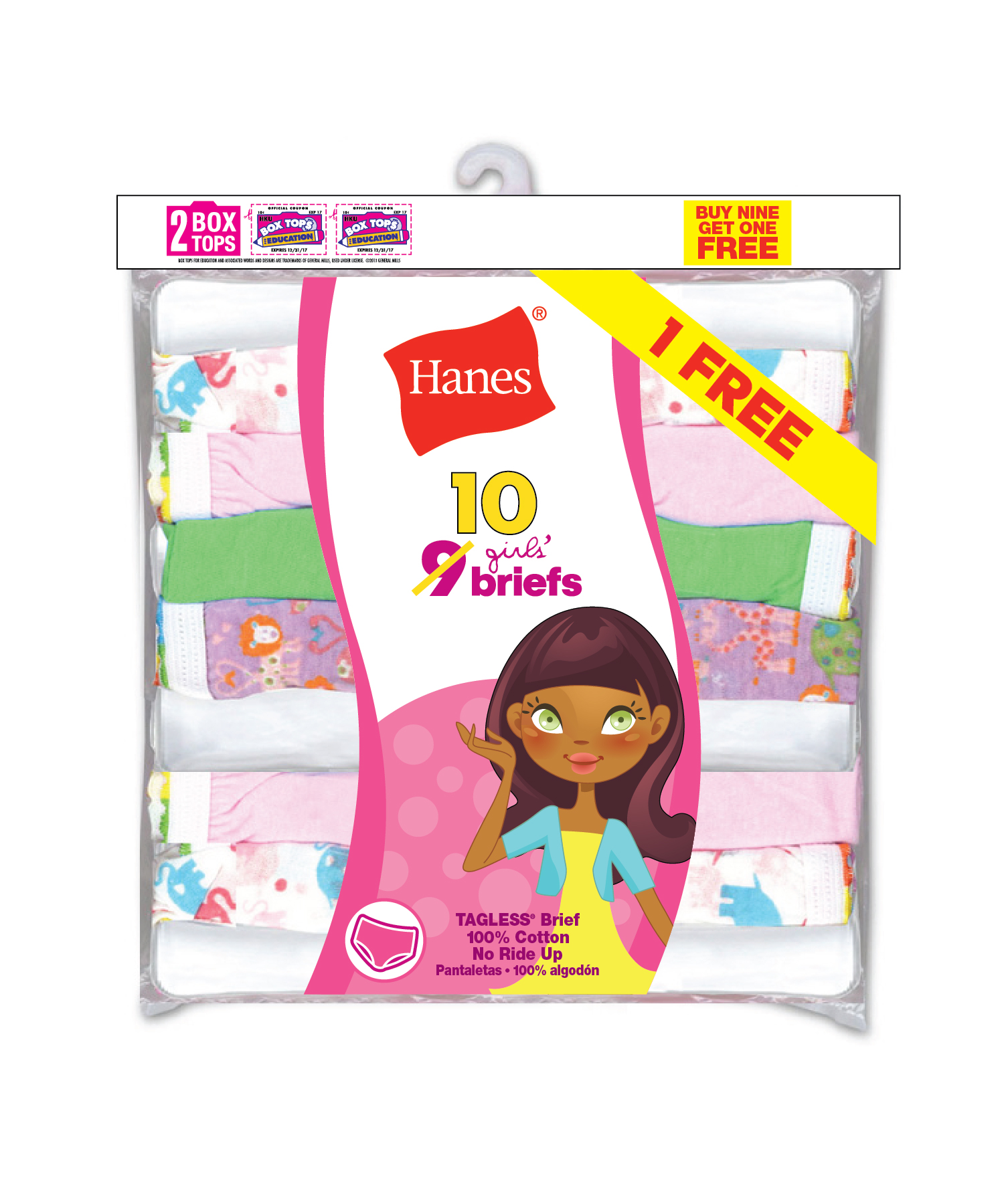 Hanes Girl's Brief Panty Assorted Colors - 10 Pack, Size: 6, Multi-color Hanes Girl's Brief Panty Assorted Colors - 10 Pack, Size: 6, Multi-color