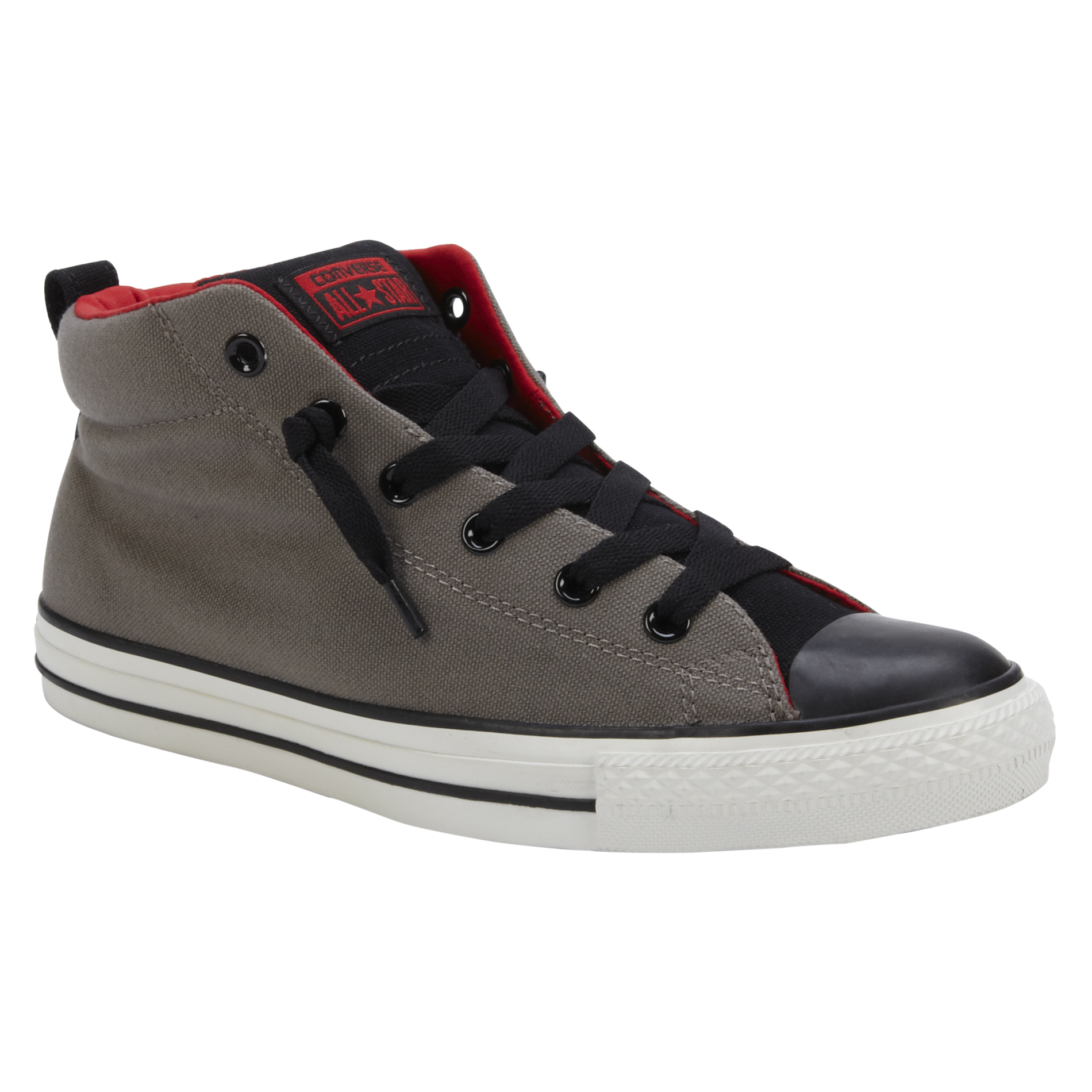 Converse Chuck Taylor All Star men's Gray/Black/Red Street Mid High Oxford Sneakers