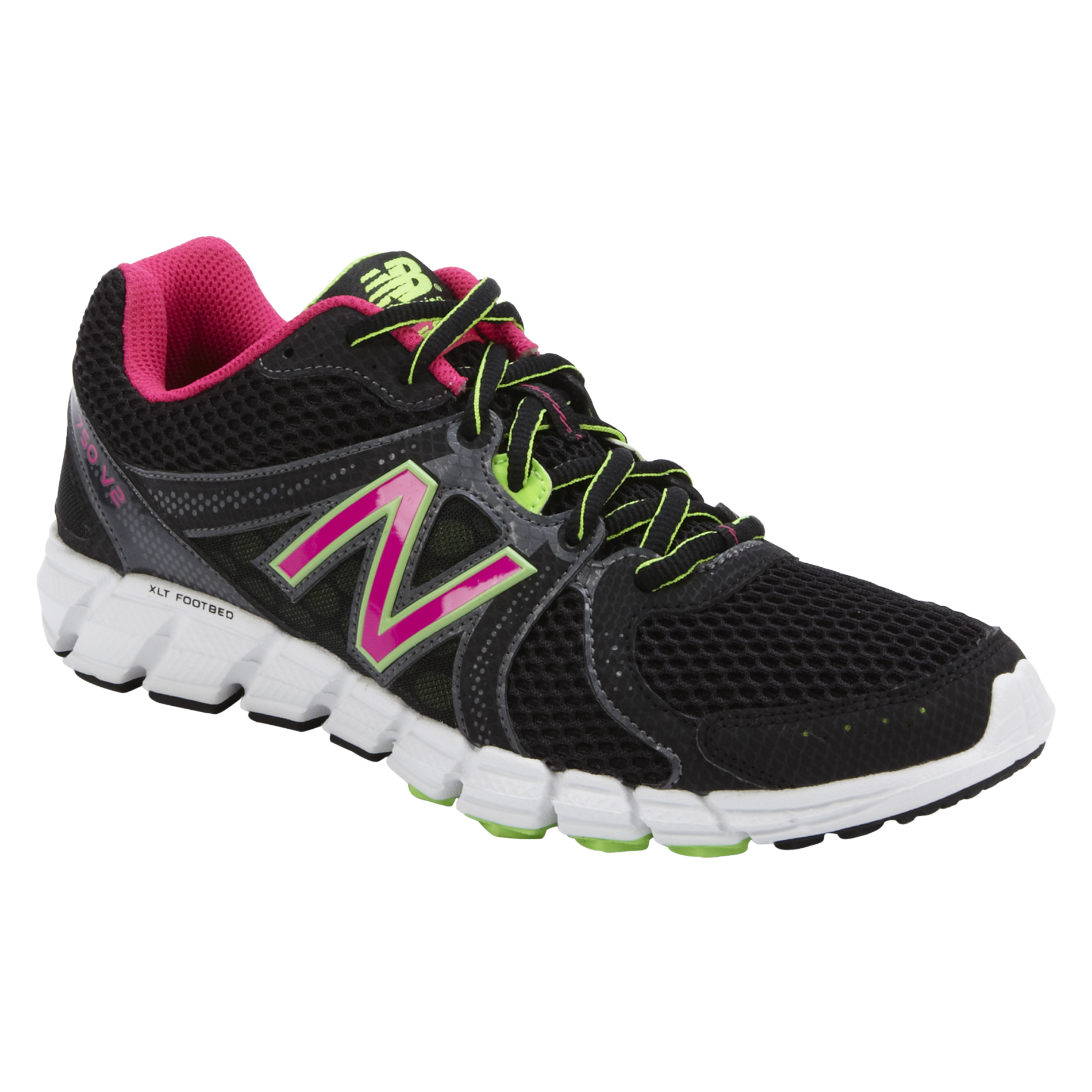 New Balance Women's 750V2 Running Athletic Shoe - Black/Pink/Lime