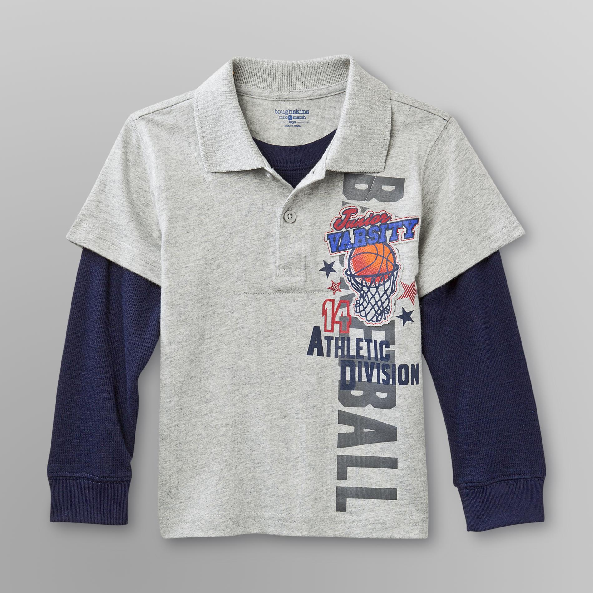 Toughskins Boy's Layered Look Polo Shirt - Basketball