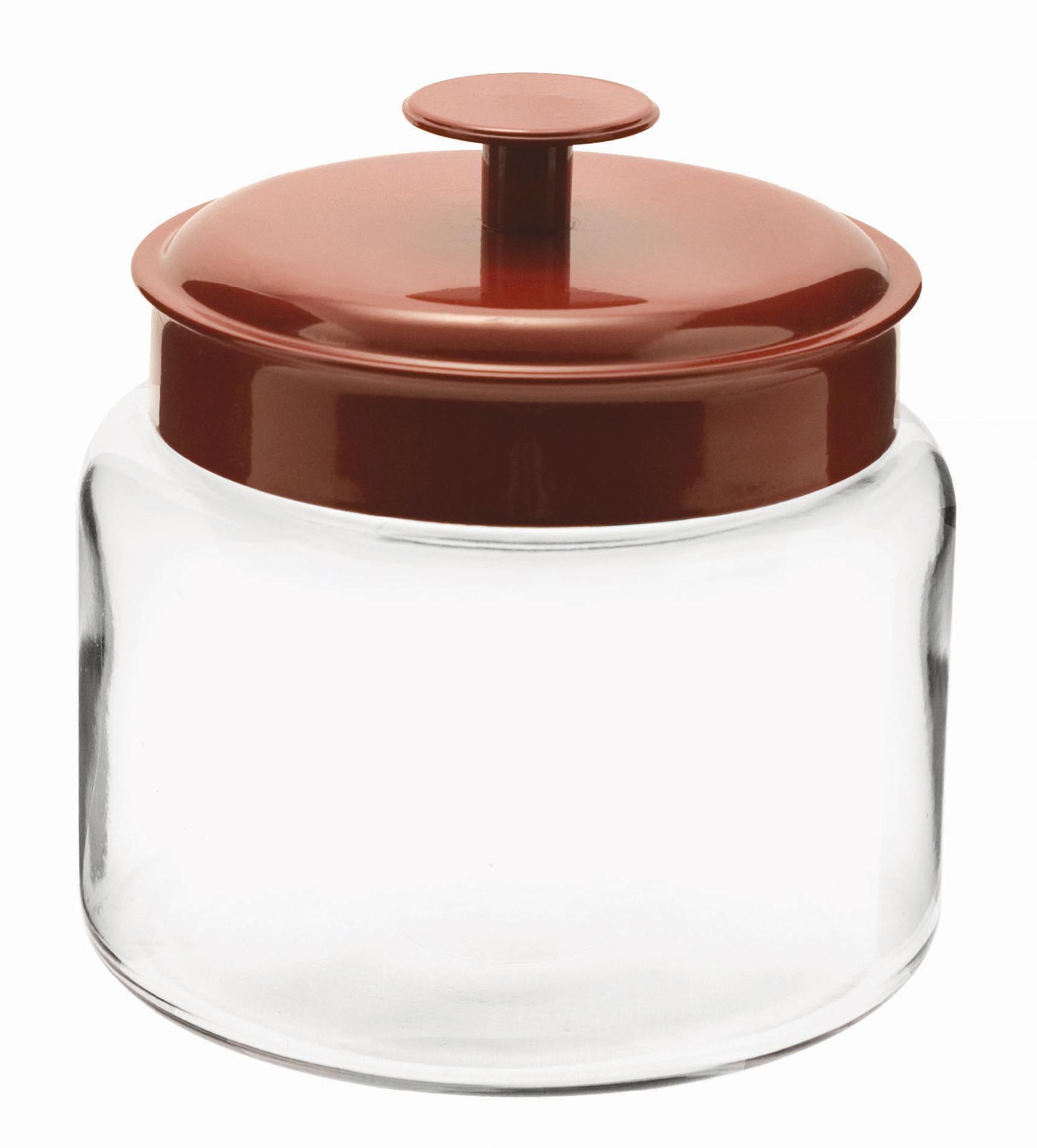 Anchor Hocking Montana Glass Jar - Red Aluminum Lid, 48 oz, Clear-95582 Anchor Hocking Montana Glass Jar - Red Aluminum Lid, 48 oz, Clear-95582