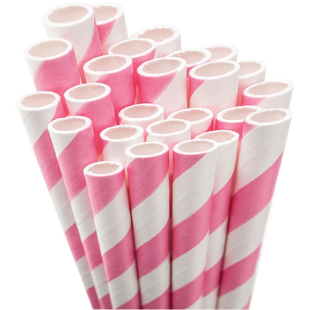 Jumbo Straw Unwrapped 7.75 50/Pkg Light Pink/White Striped   Home