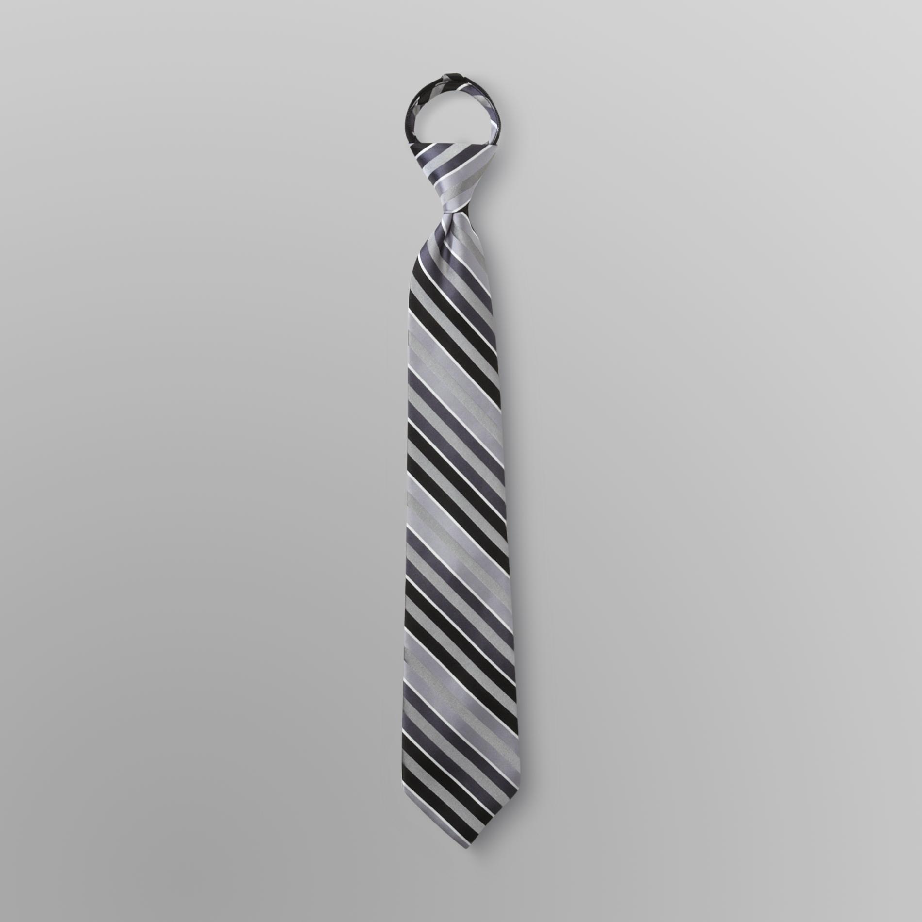 David Taylor Collection Men's Zipper Tie - Diagonal Striped