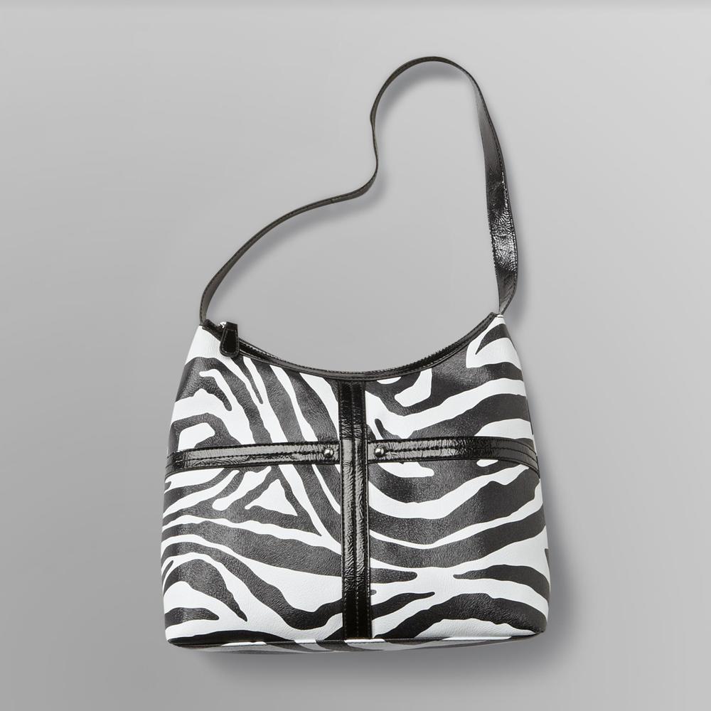 Attention Women's Textured Faux Leather Bucket Bag - Zebra Print