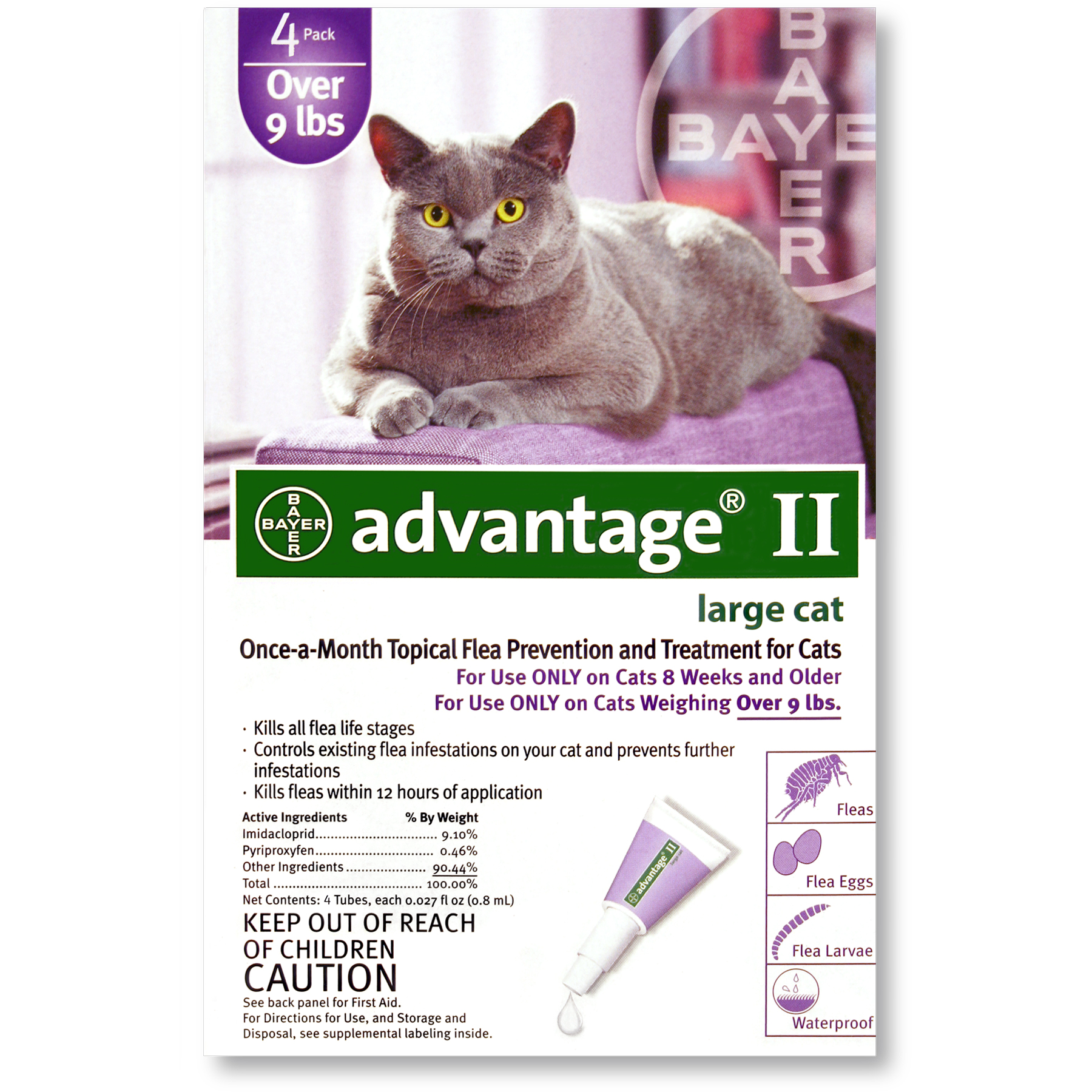 Advantage&#174; II for Cats, 9lbs and up, 4 Month, Purple