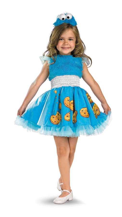 Girls Cookie Monster Frilly Halloween Costume