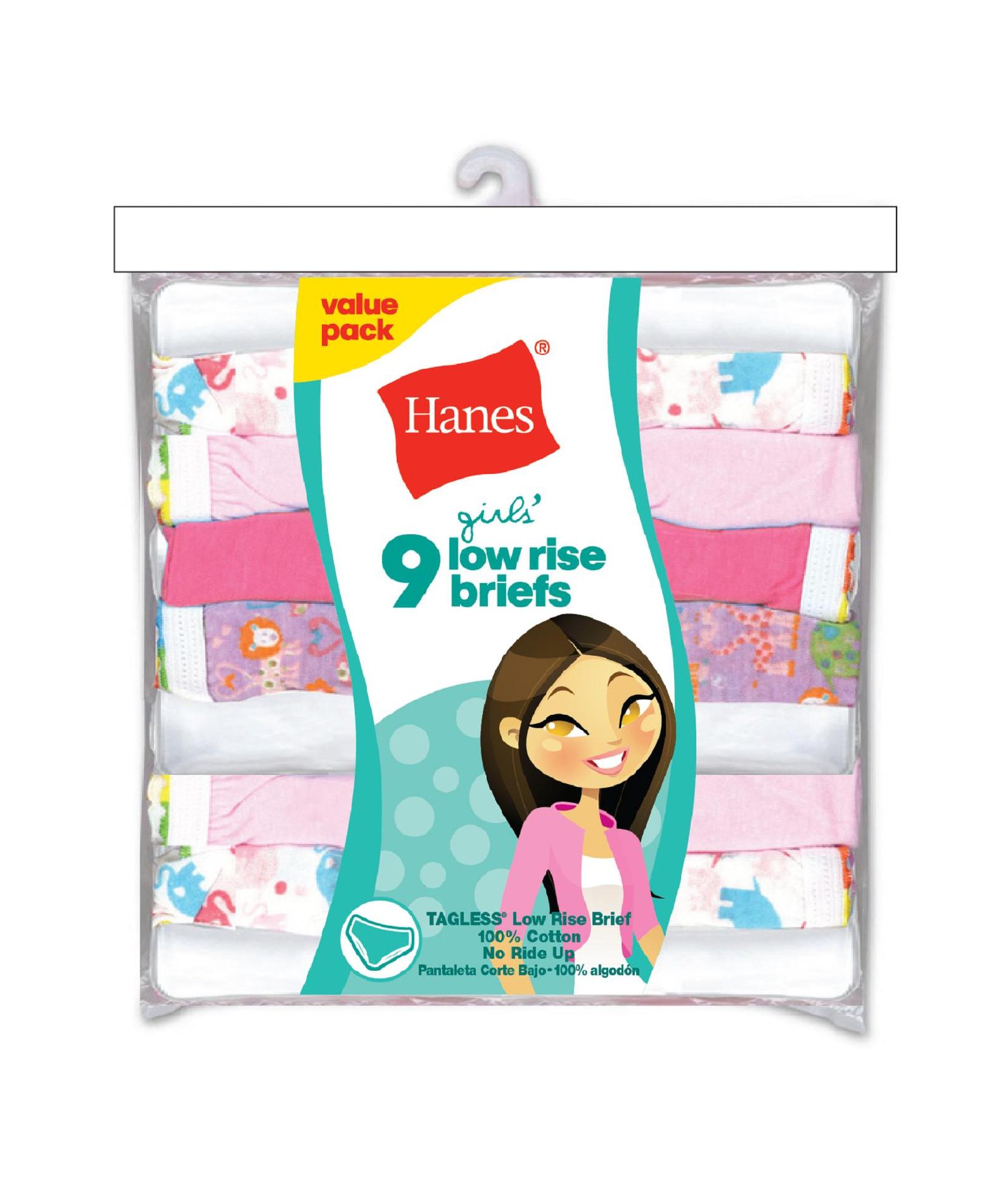 Hanes Girl's Panty Low Rise Brief 9 Pack