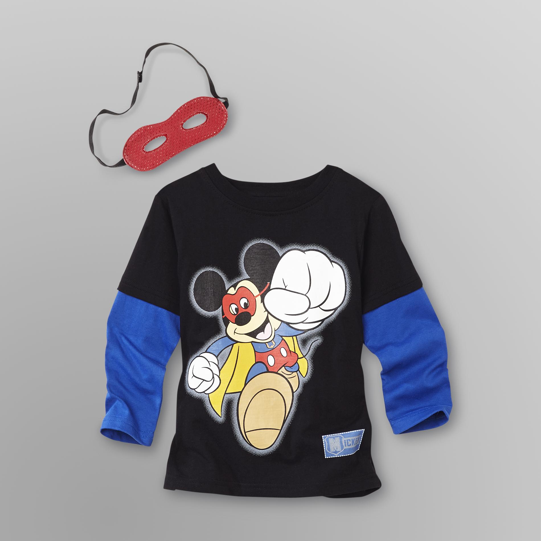 Disney Mickey Mouse Toddler Boy's T-Shirt  Cape & Mask