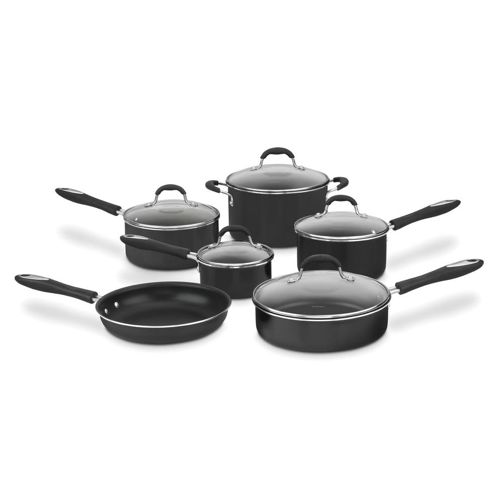 Cuisinart Advantage Non-Stick Aluminum 11-Piece Cookware Set, Black