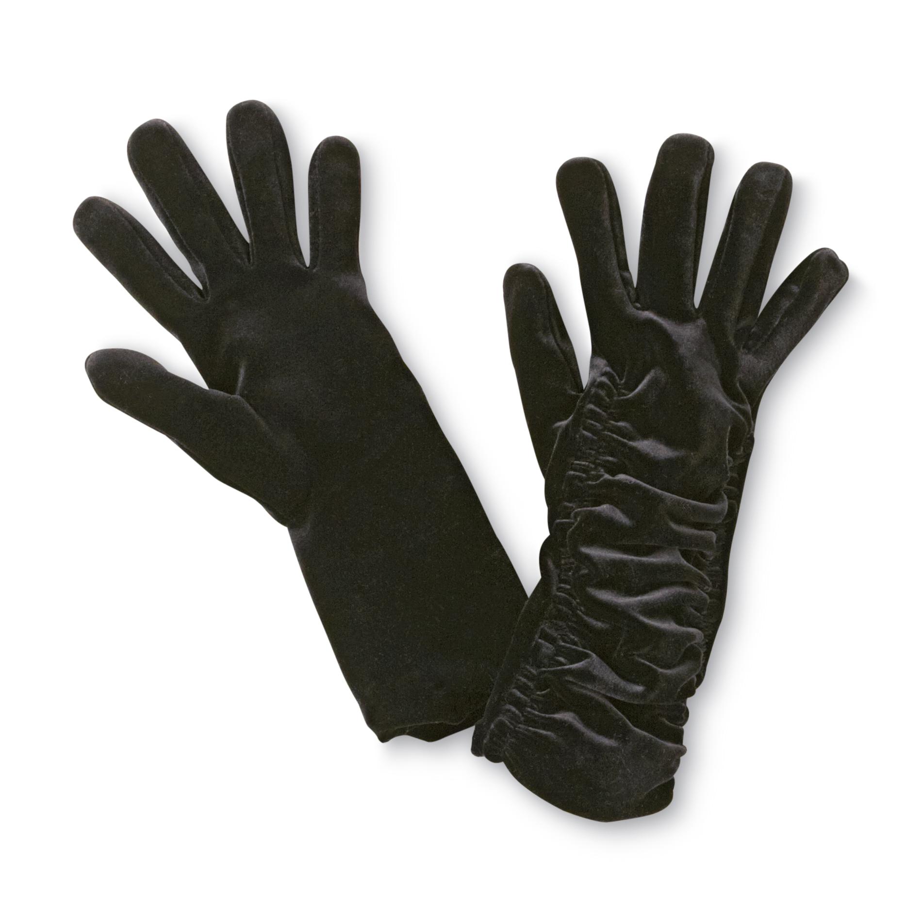 Fownes Women's Ruched Velvet Long Gloves