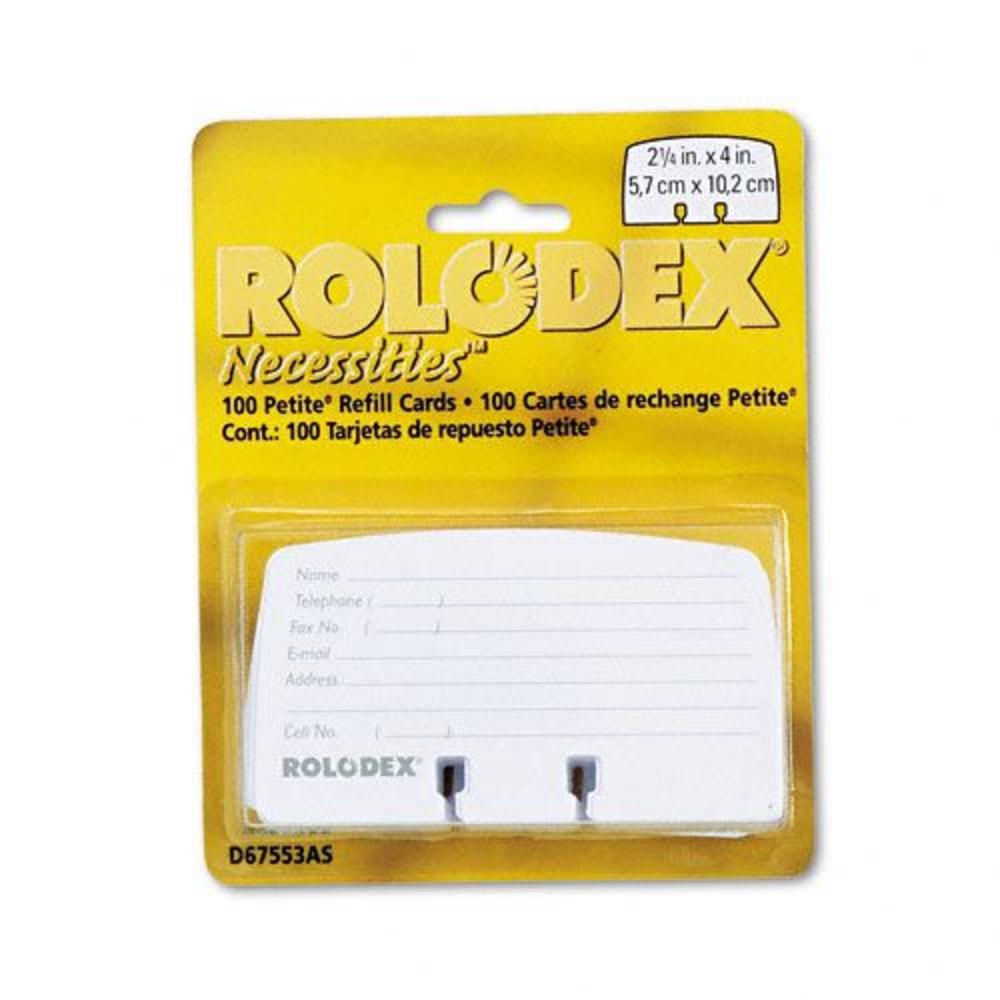 Rolodex ROL67553 Petite Refill Cards, 2-1/4 x 4, 100 Cards per Set