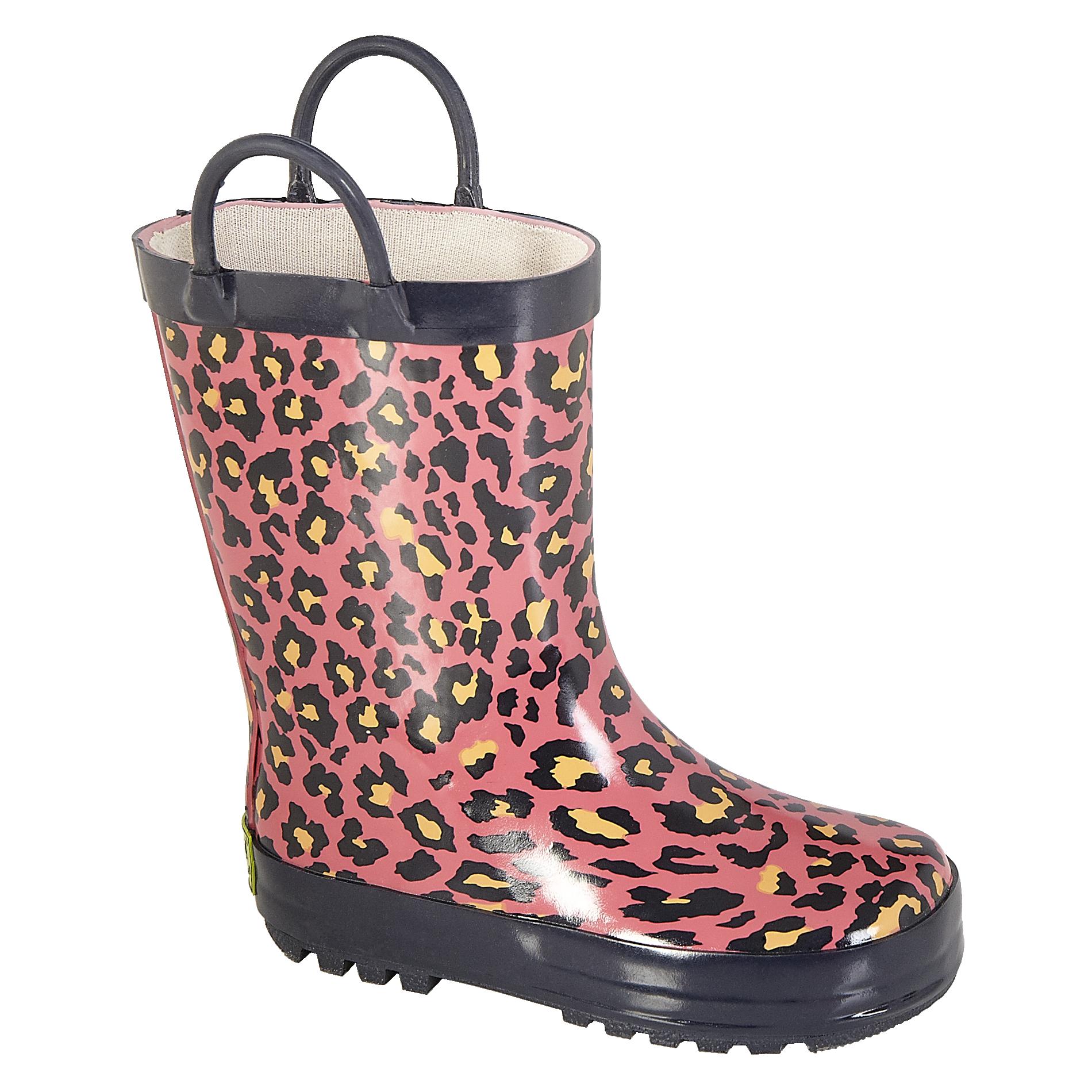 Western Chief Toddler Girl's Rainboot Bright Leopard - Black