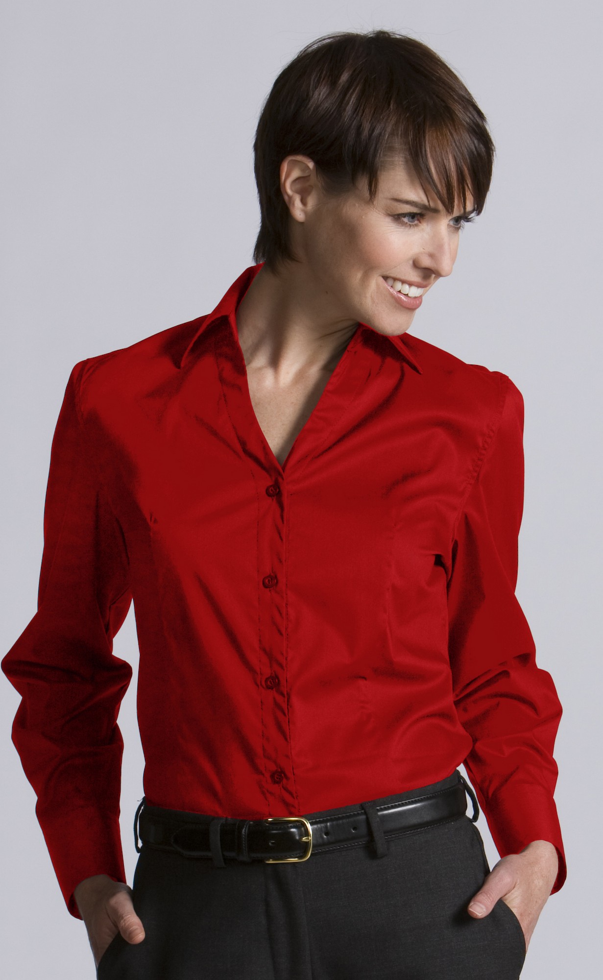 Edwards Women's Long Sleeve V-Neck Tailored Stretch Blouse
