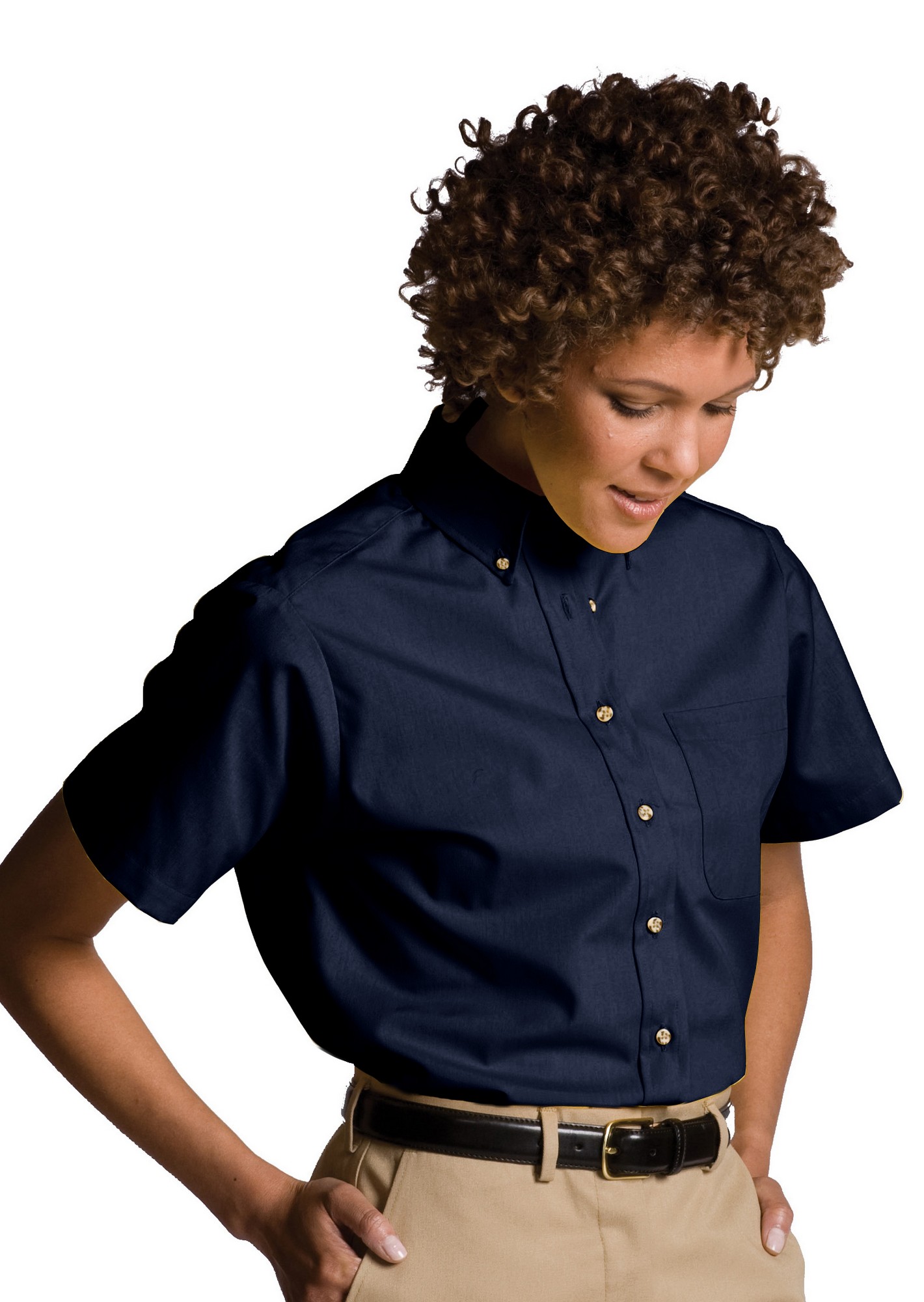 Edwards Women's  Plus Easy Care Short Sleeve Poplin Shirt