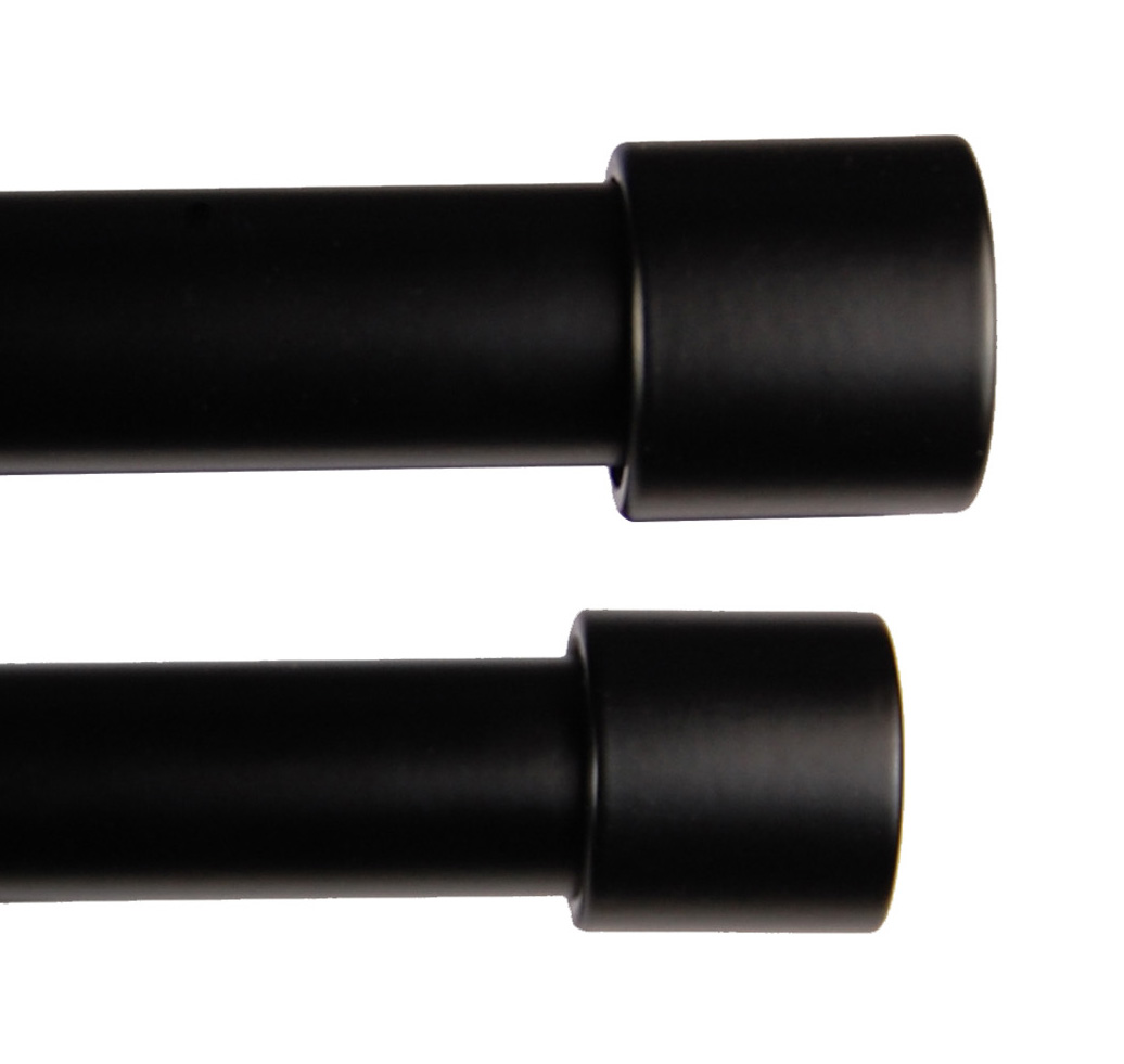 BCL Verona Double Curtain Rod, Black Finish, 48-inch to 86-inch, 5/8" Diameter Pole