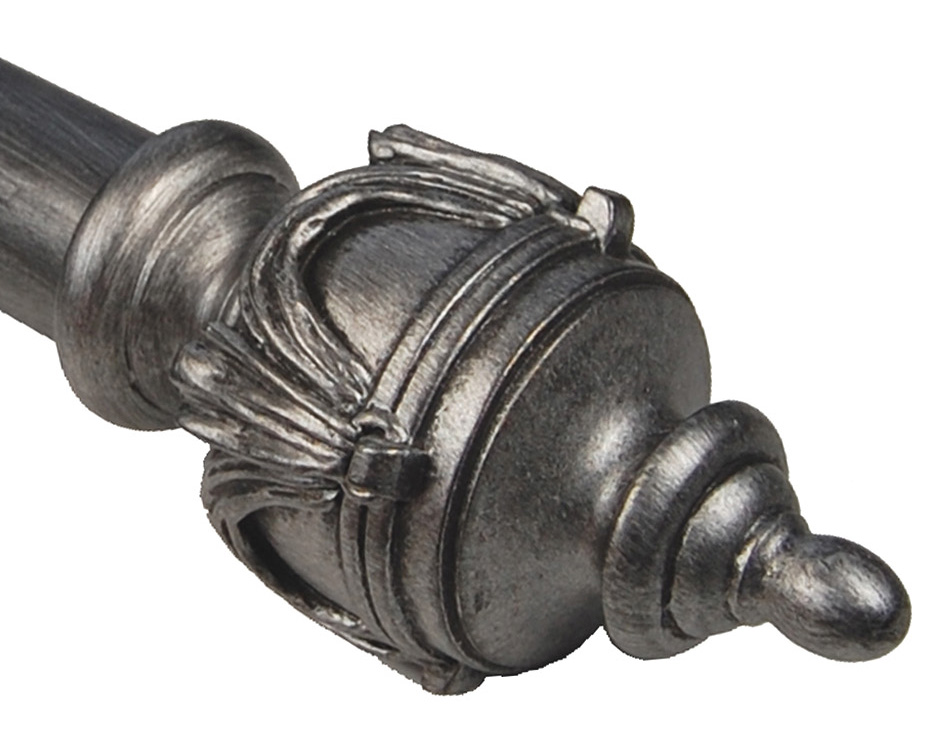 BCL B125UN86, Urn Curtain Rod, Antique Pewter Finish, 86 in. to 120 in.