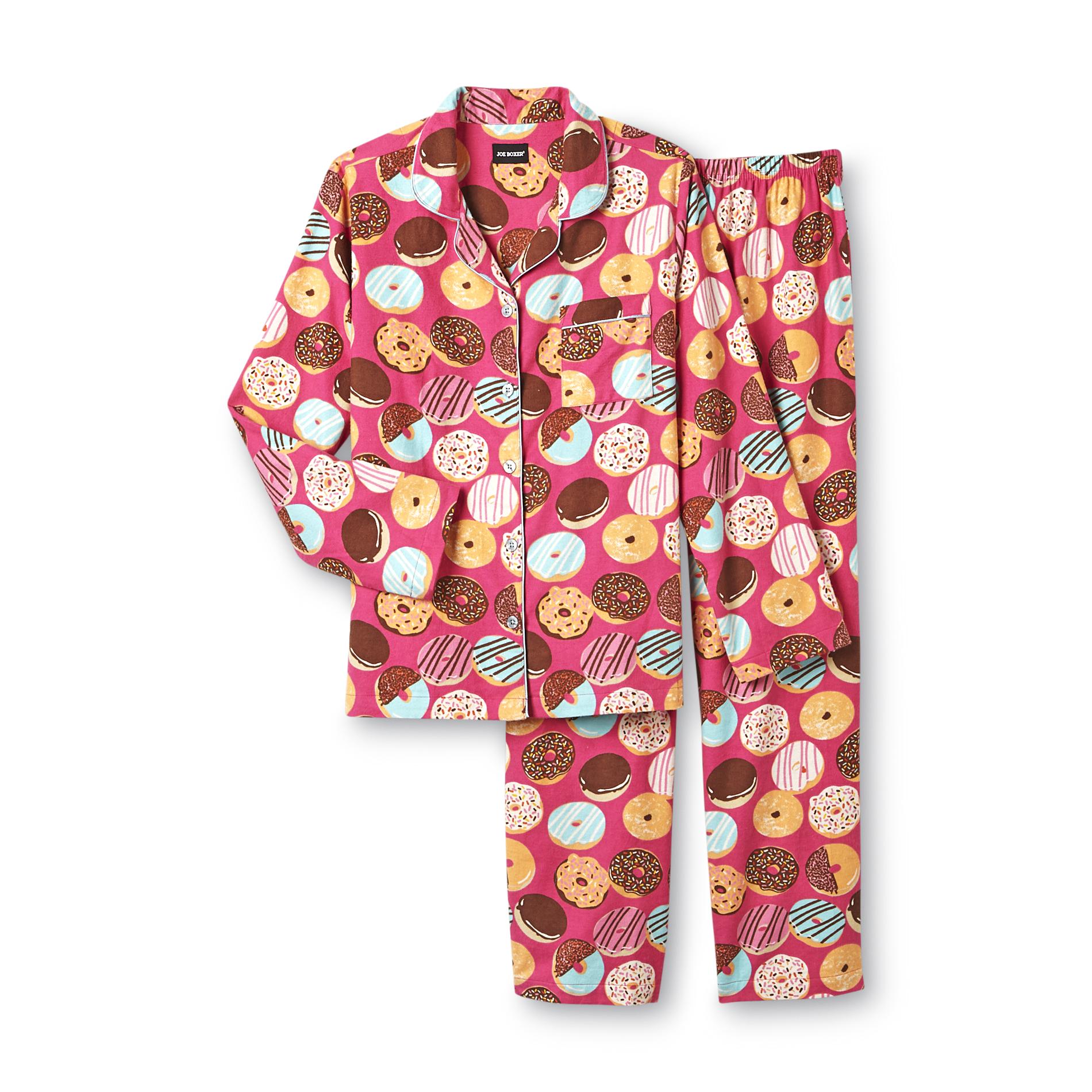 Joe Boxer Women's 2-Piece Flannel Pajama Set - Doughnuts
