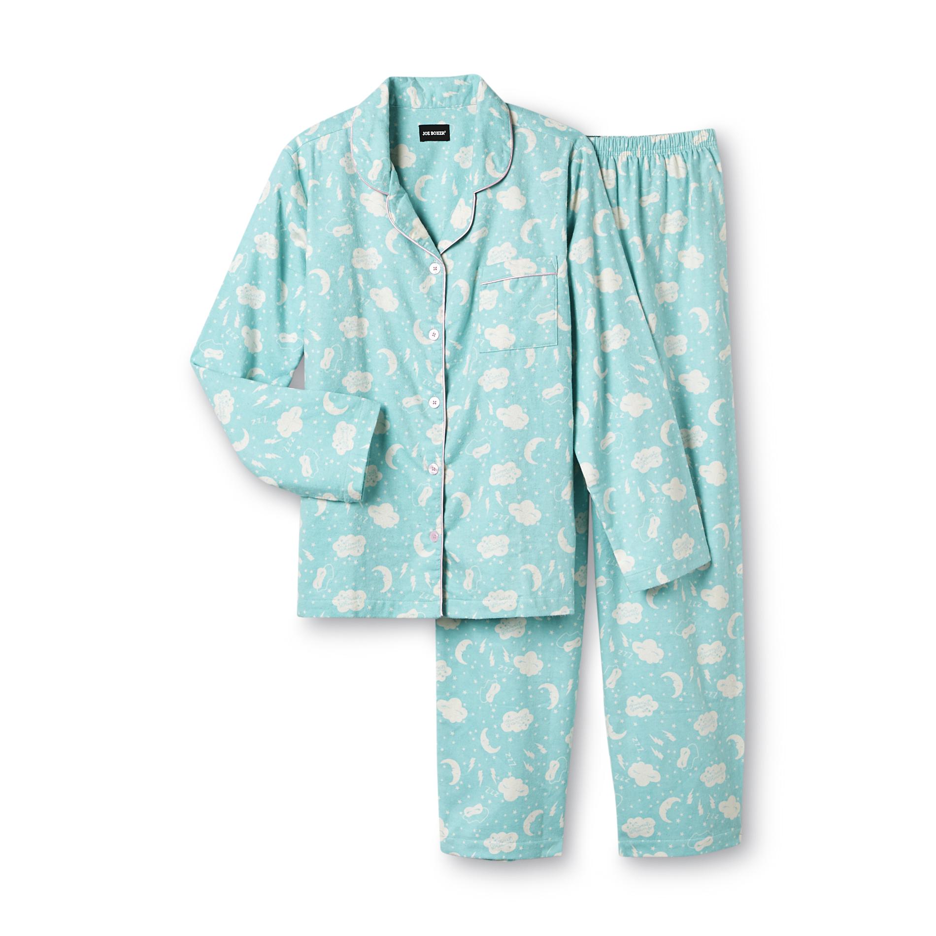 Joe Boxer Women's 2-Piece Flannel Pajama Set - Sweet Dreams/Clouds