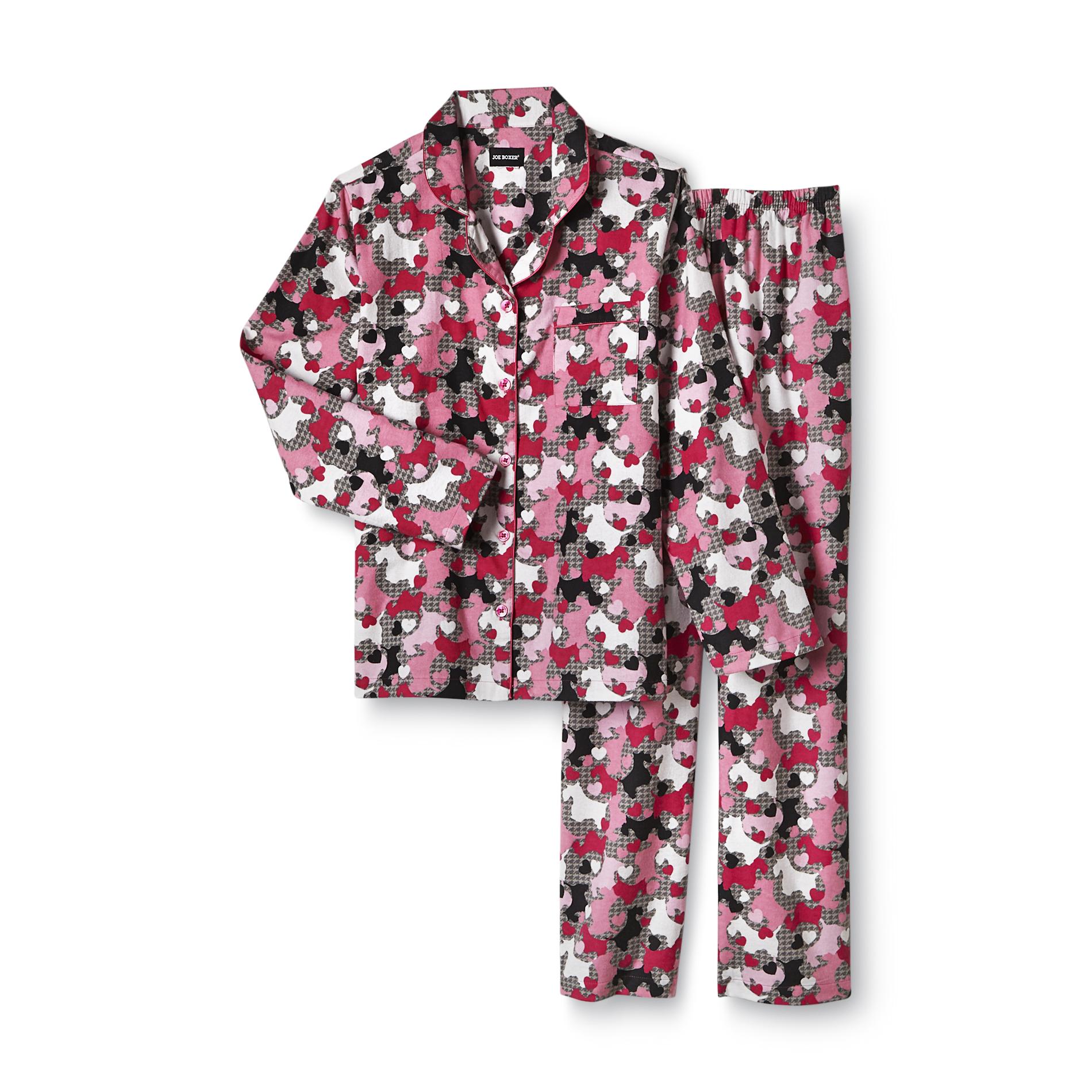 Joe Boxer Women's 2Piece Flannel Pajama Set Scottie Dogs