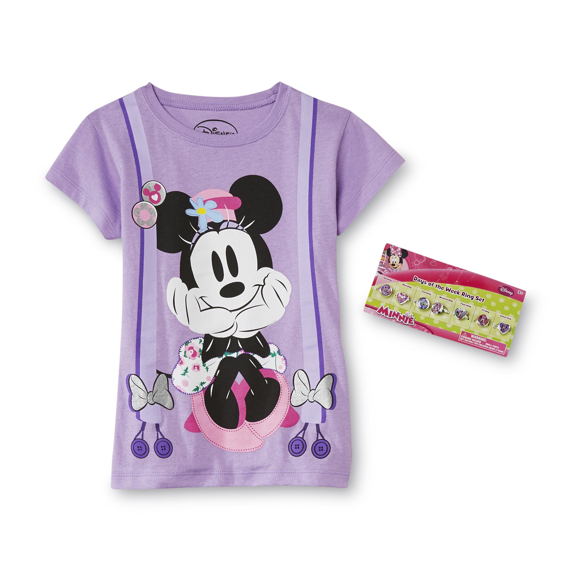 Disney Minnie Mouse Girl's T-Shirt & Rings